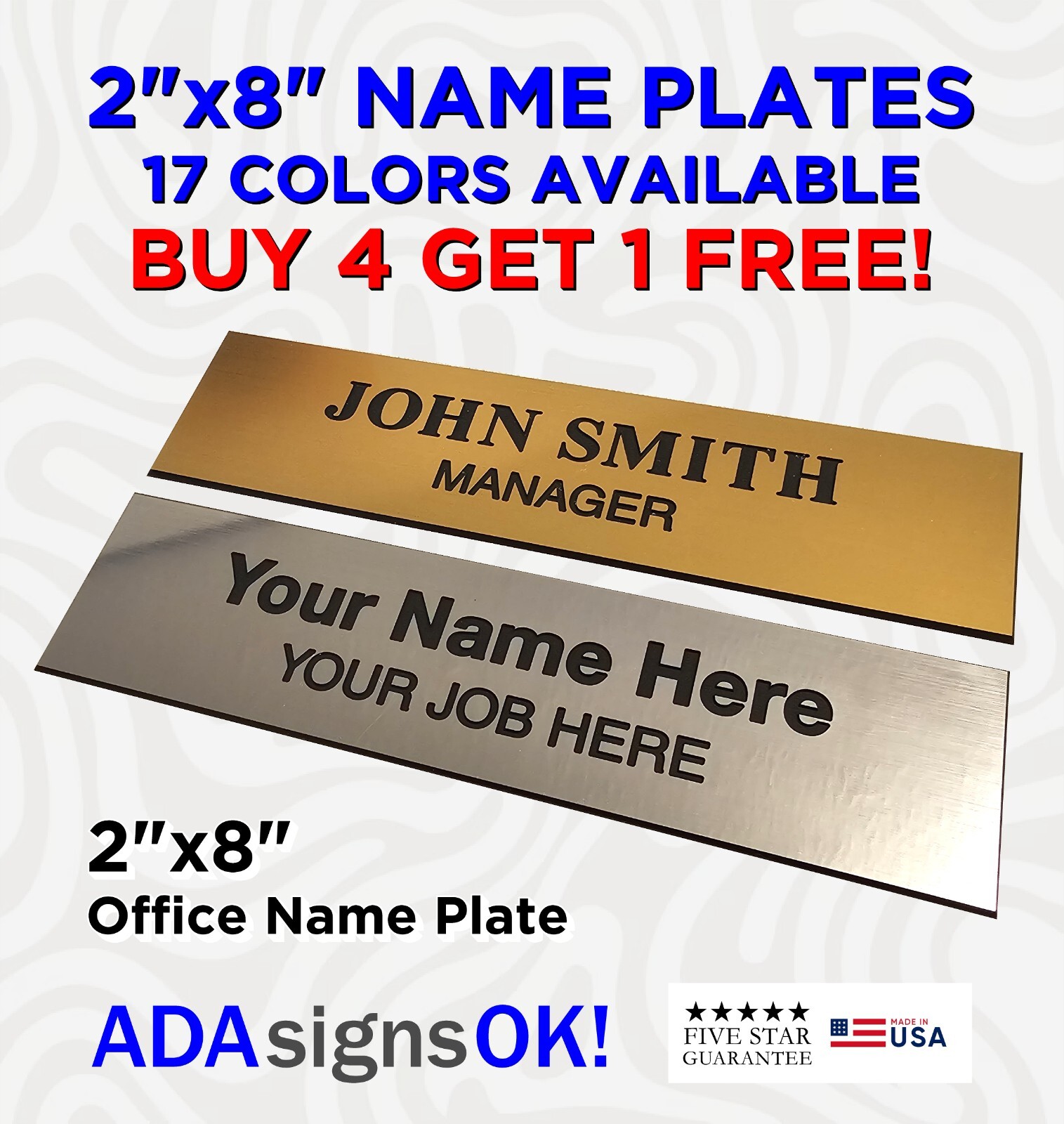 2″ x 8″ DOOR or DESK SIGN FOR OFFICE – NAME PLAQUE ID – 2 LINES OF TEXT – CUSTOM