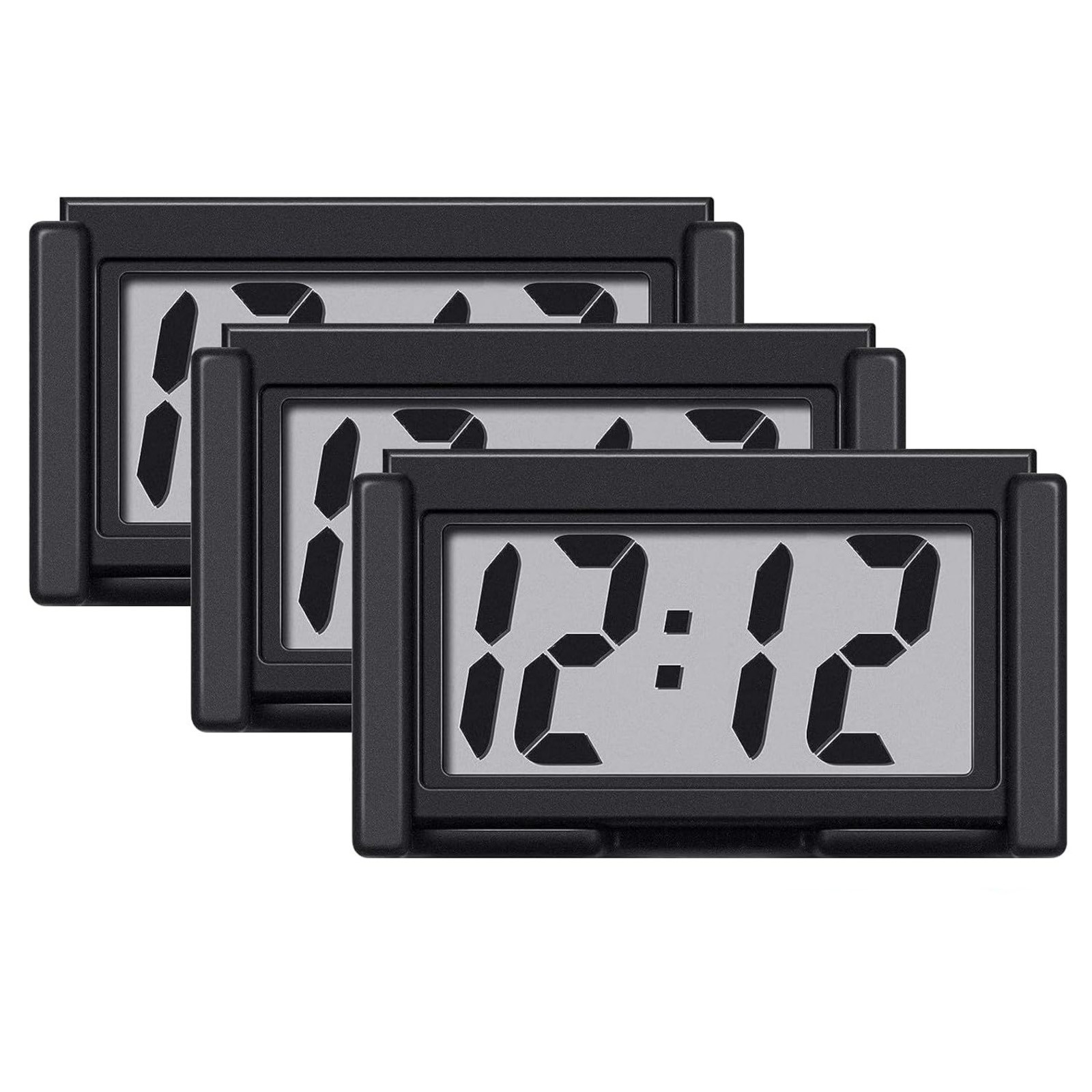 New 3 Pack Mini Digital Clock Small Adhesive Stick On Easy To Read Large Numbers