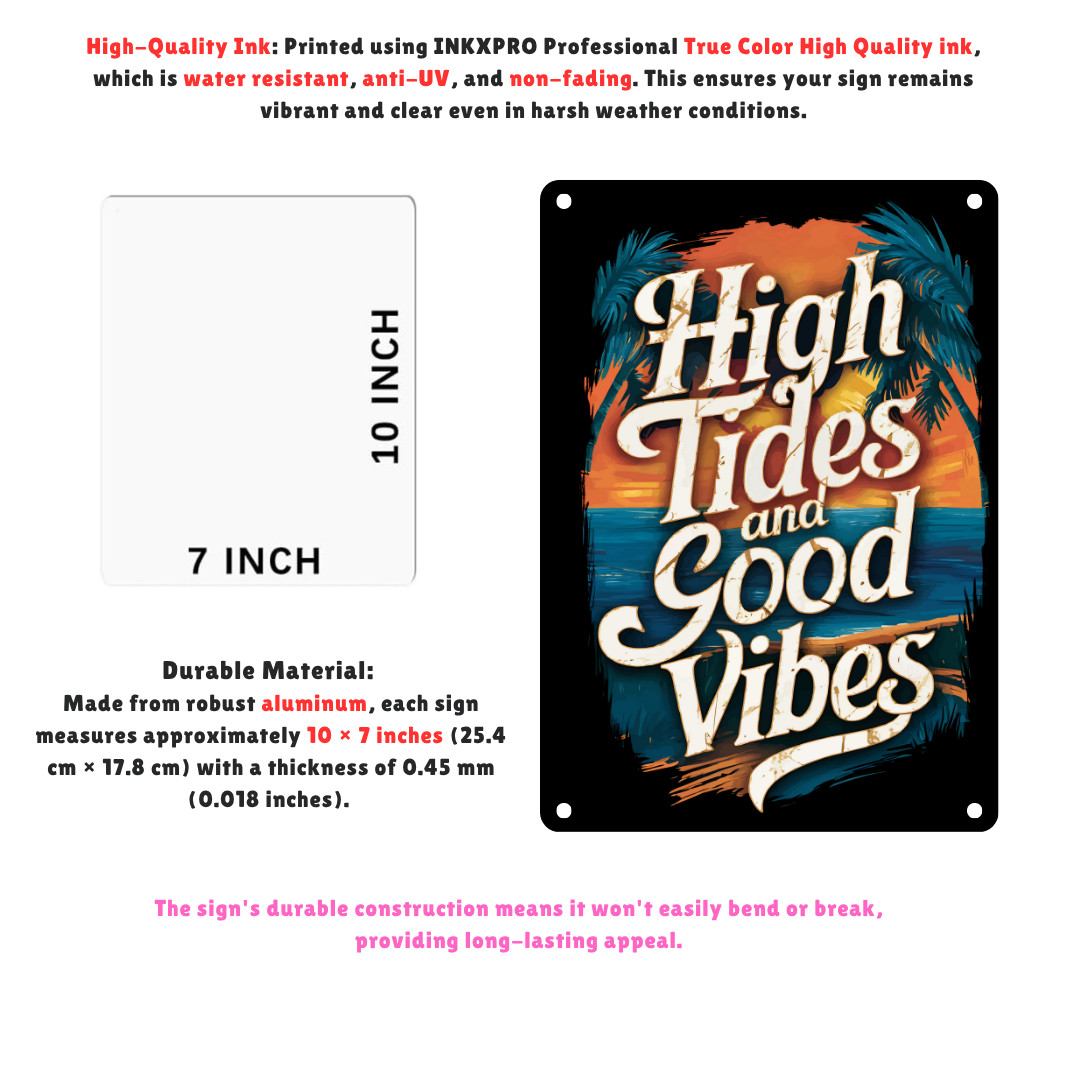 Good Vibes Aluminum Signs – Surfing, Ocean, Salt life, Beach, Decor UV Protected