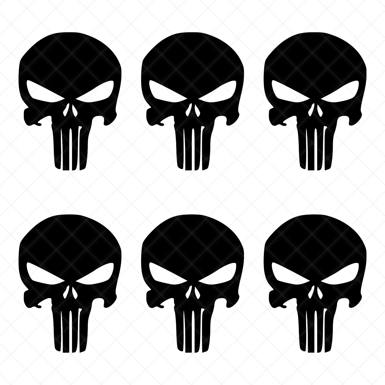 Set of 6 – The Punisher Skull Vinyl Decals Phone Helmet Gun Mag