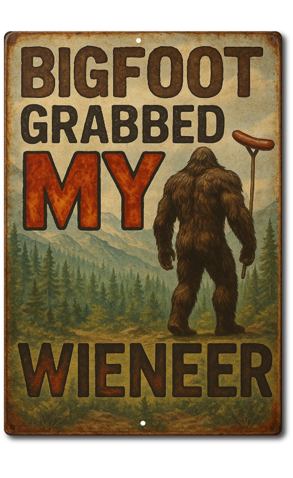 Bigfoot Tin Sign Rustic Metal Wall Decor Glossy Finish Vintage Retro