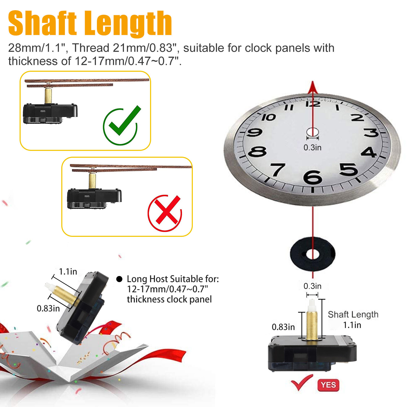 3PCS DIY Wall Quartz Clock Movement Mechanism Replacement Repair Parts Hands Kit