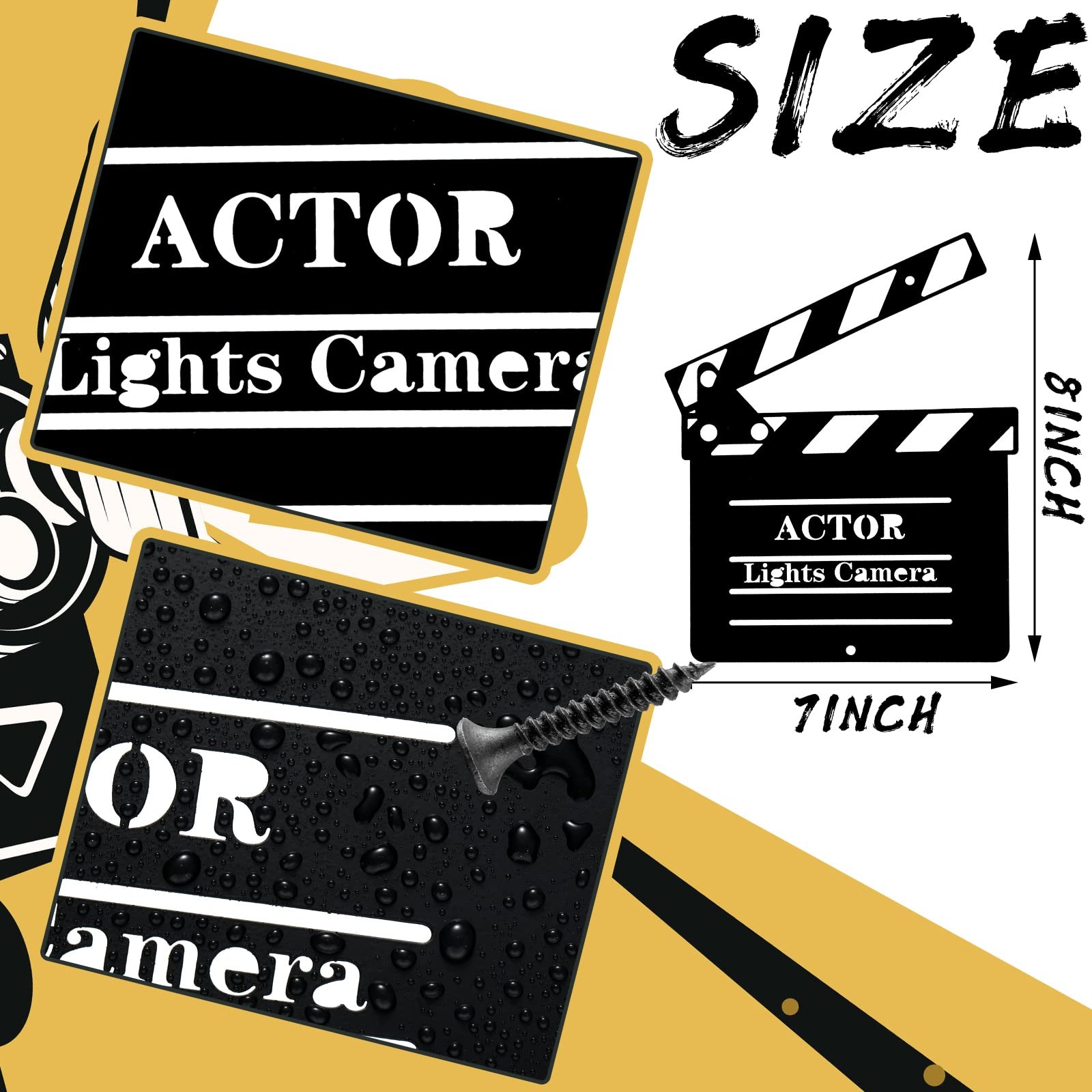 5 Pieces Movie Theater Decor Movie Theater Metal Home Room Decor Cinema and P…