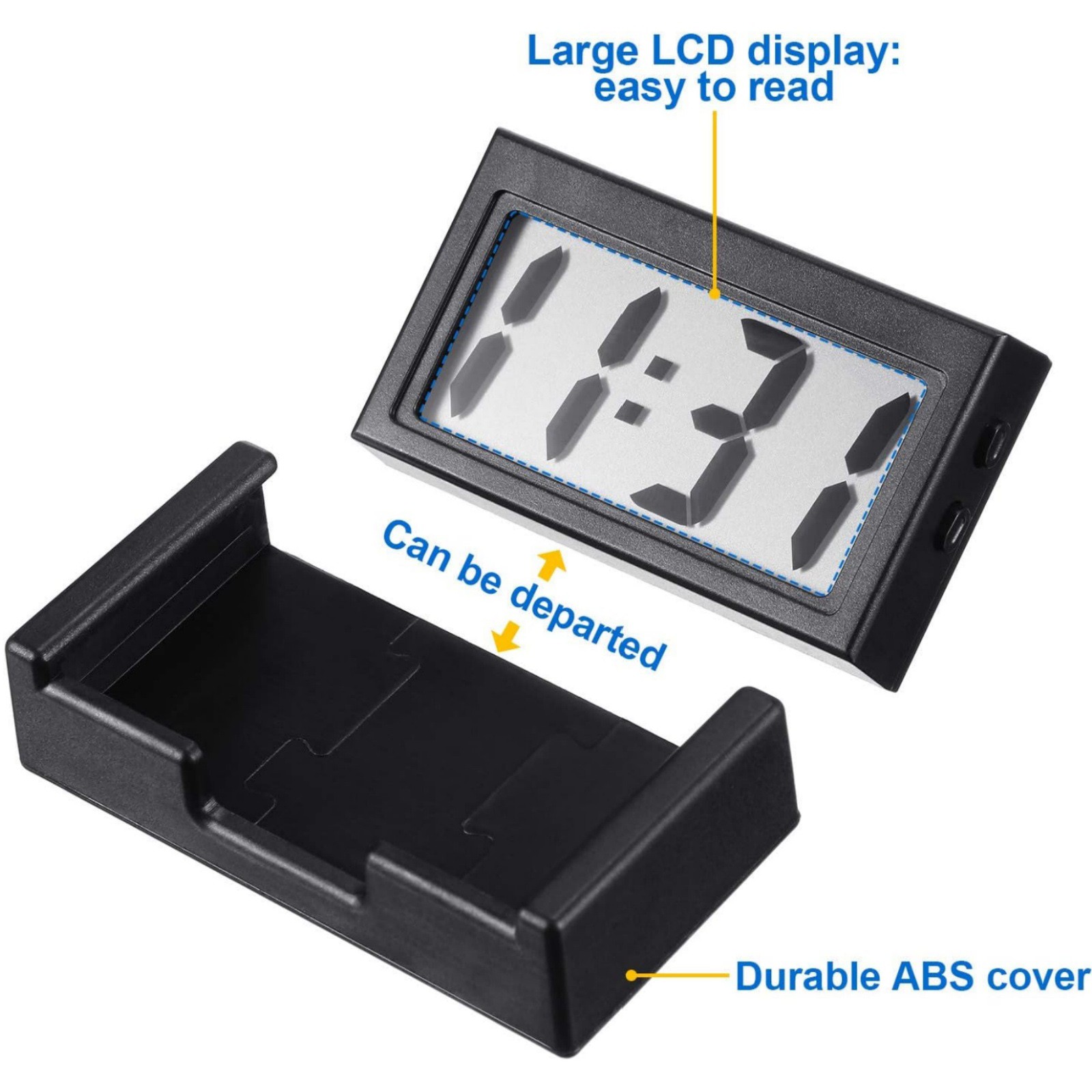 New 3 Pack Mini Digital Clock Small Adhesive Stick On Easy To Read Large Numbers
