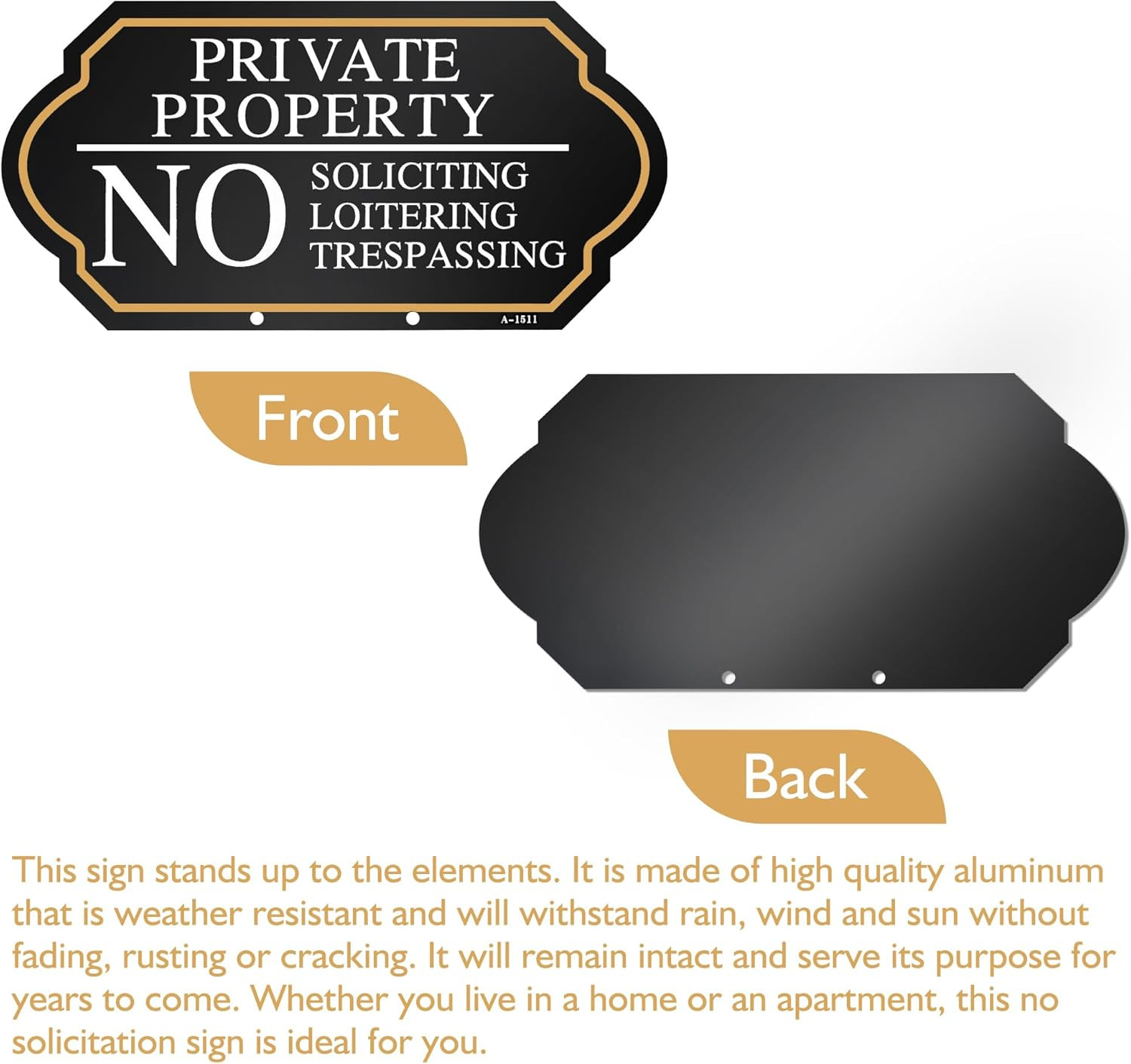 Private Property No Trespassing Sign with Stake, No Soliciting Sign for House 5x