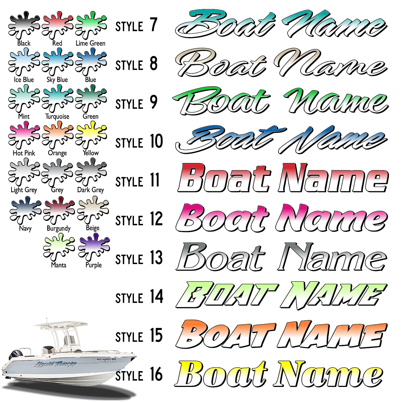 Boat Name Decal 4×24″ / Custom Hull Graphic / Premium Marine Vinyl Lettering GR