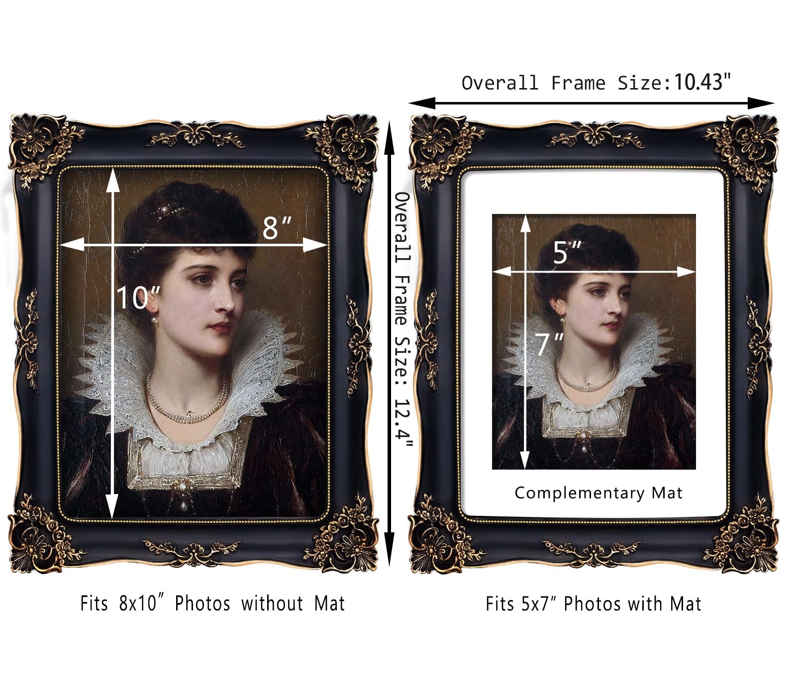Gothic Picture Frame 8×10 Black Vintage Picture Frames Antique Ornate Baroque