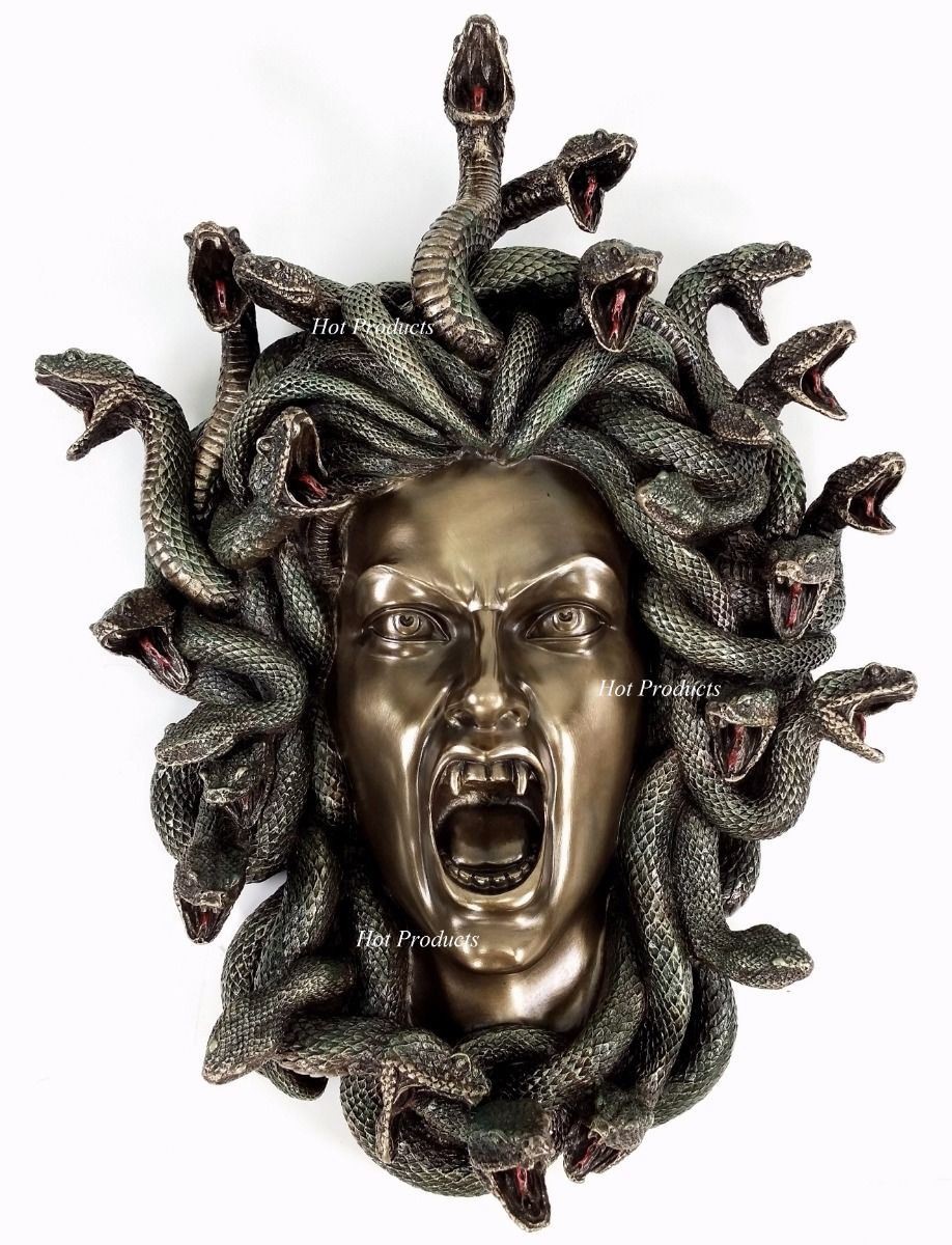 15″ Medusa Head of Snakes Gothic Wall Decor Plaque Statue Bronze Finish