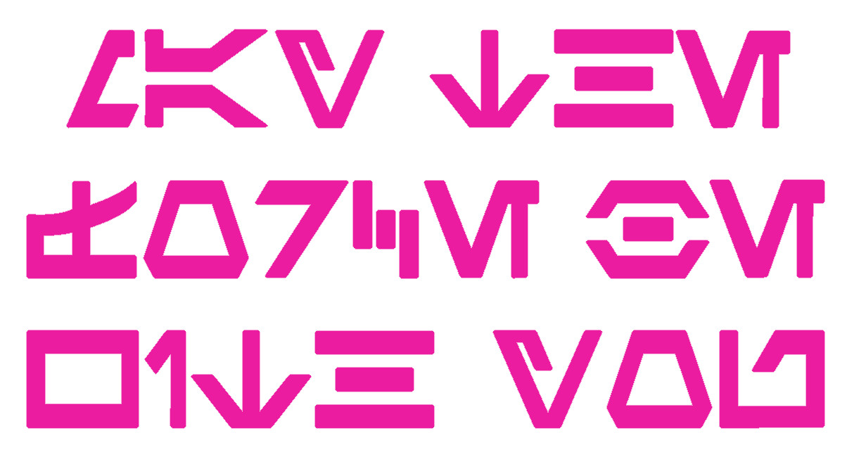 MAY THE FORCE BE WITH YOU, AUREBESH, STAR WARS ALPHABET, Decal Sticker for Cars.