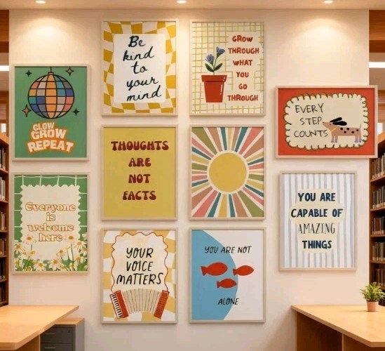 10 Pcs Funky Mental Health Posters for Therapy Office School Counselor Classroom