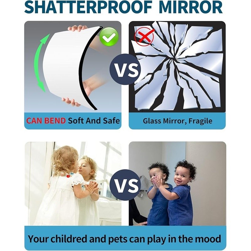 Acrylic Full Length Mirror Shatterproof Body Mirror Easy Installation Home Gym