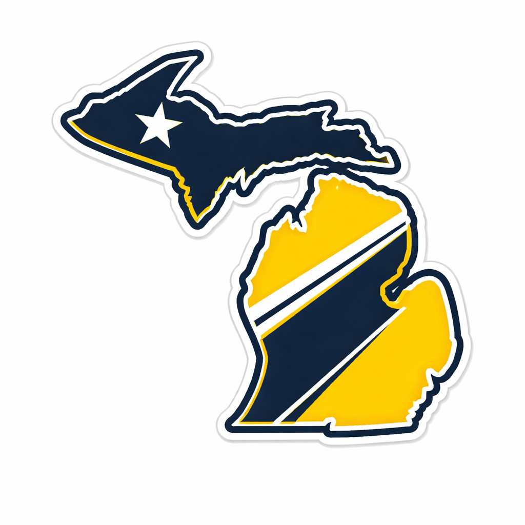 Michigan | State Outline Vinyl Decal | Michigan Maize Blue Wolverine Sticker 13
