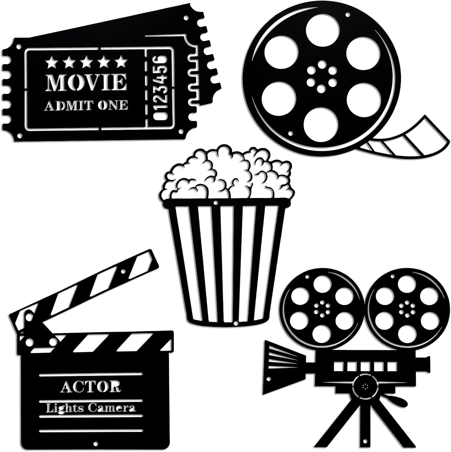 5 Pieces Movie Theater Decor Movie Theater Metal Home Room Decor Cinema and Popc