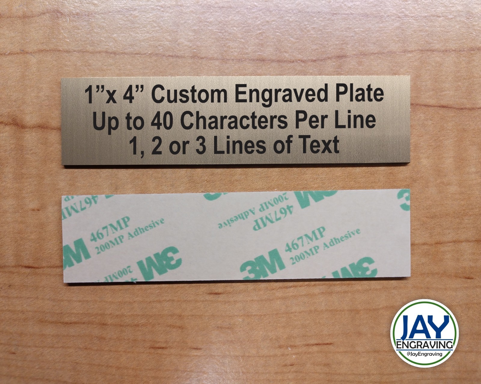 Any Size Custom Engraved Brushed Gold Plate Plaque Sign Tag Label & Adhesive