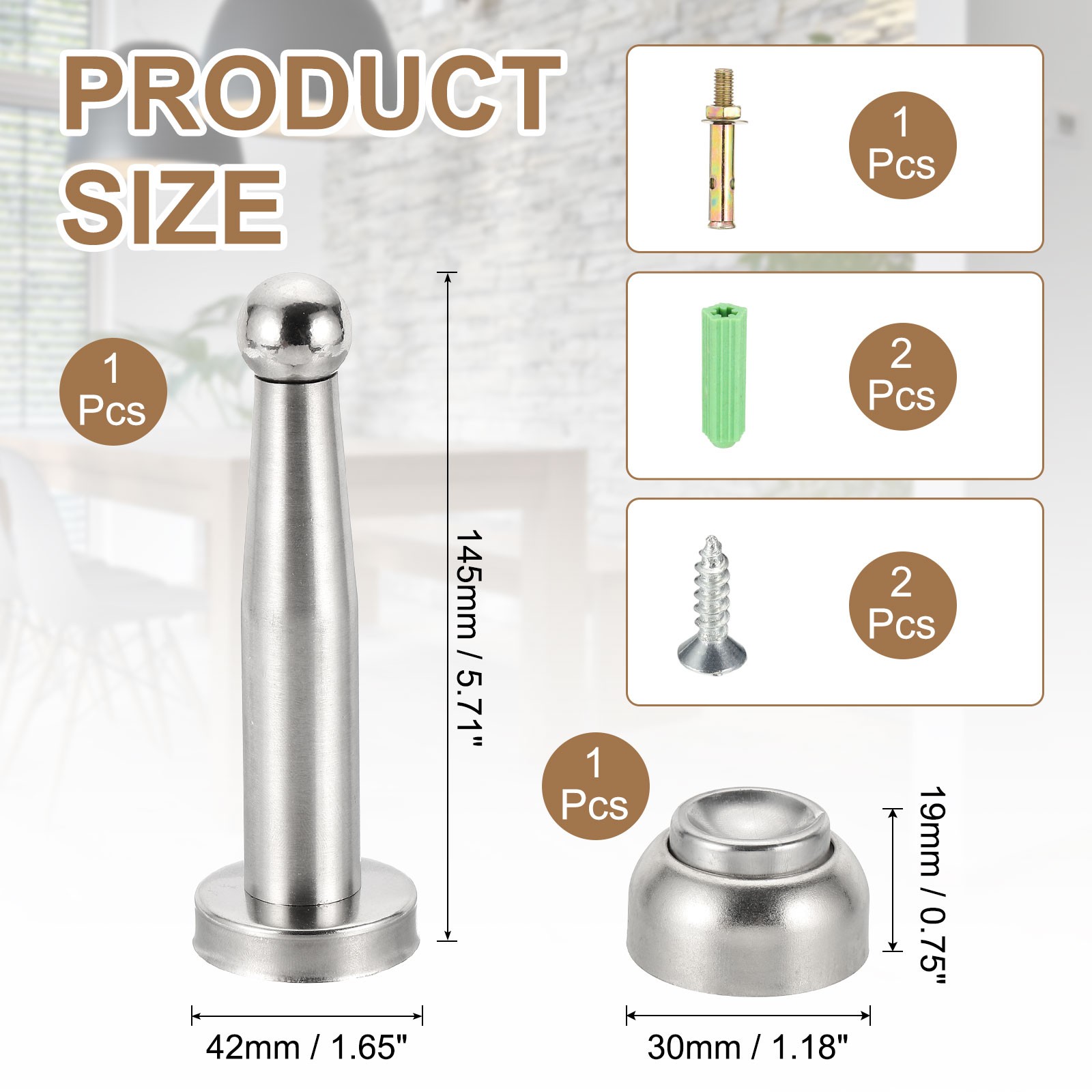 5.7″ Magnetic Door Stoppers Wall Floor Mounted Door Catch Holder Silver