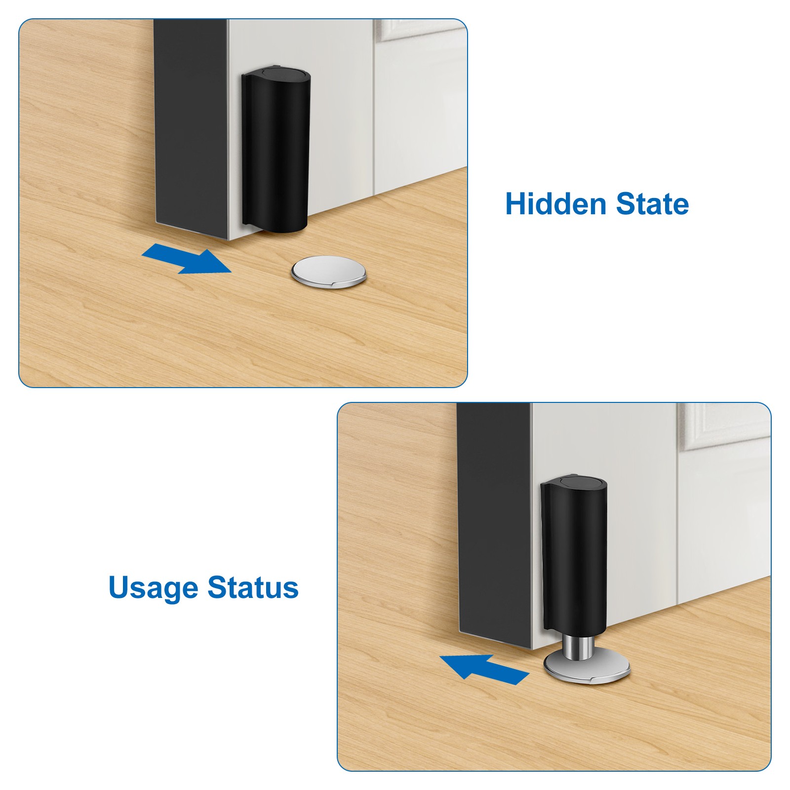 4 Pcs Magnetic Door Stopper Black Stainless Steel No Drilling Door Catch Holder