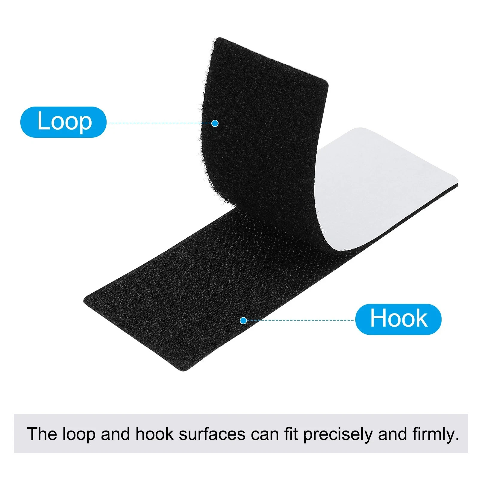Industrial Strength Hook and Loop Strips – 1″ x 3/4″ – Commercial Grade – Black