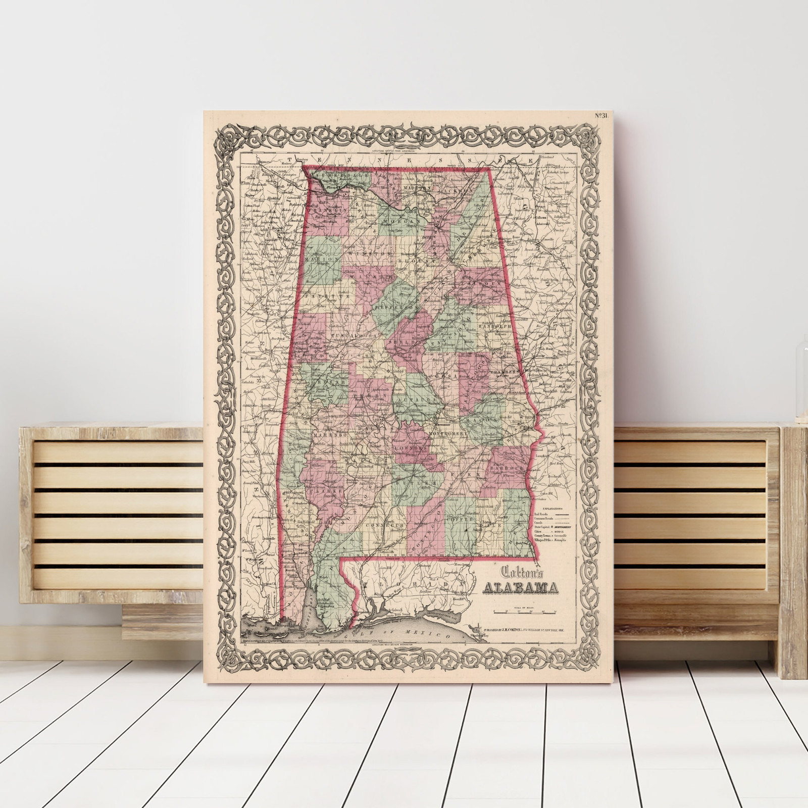 Old Map of Alabama 1861 – Vintage Alabama Art
