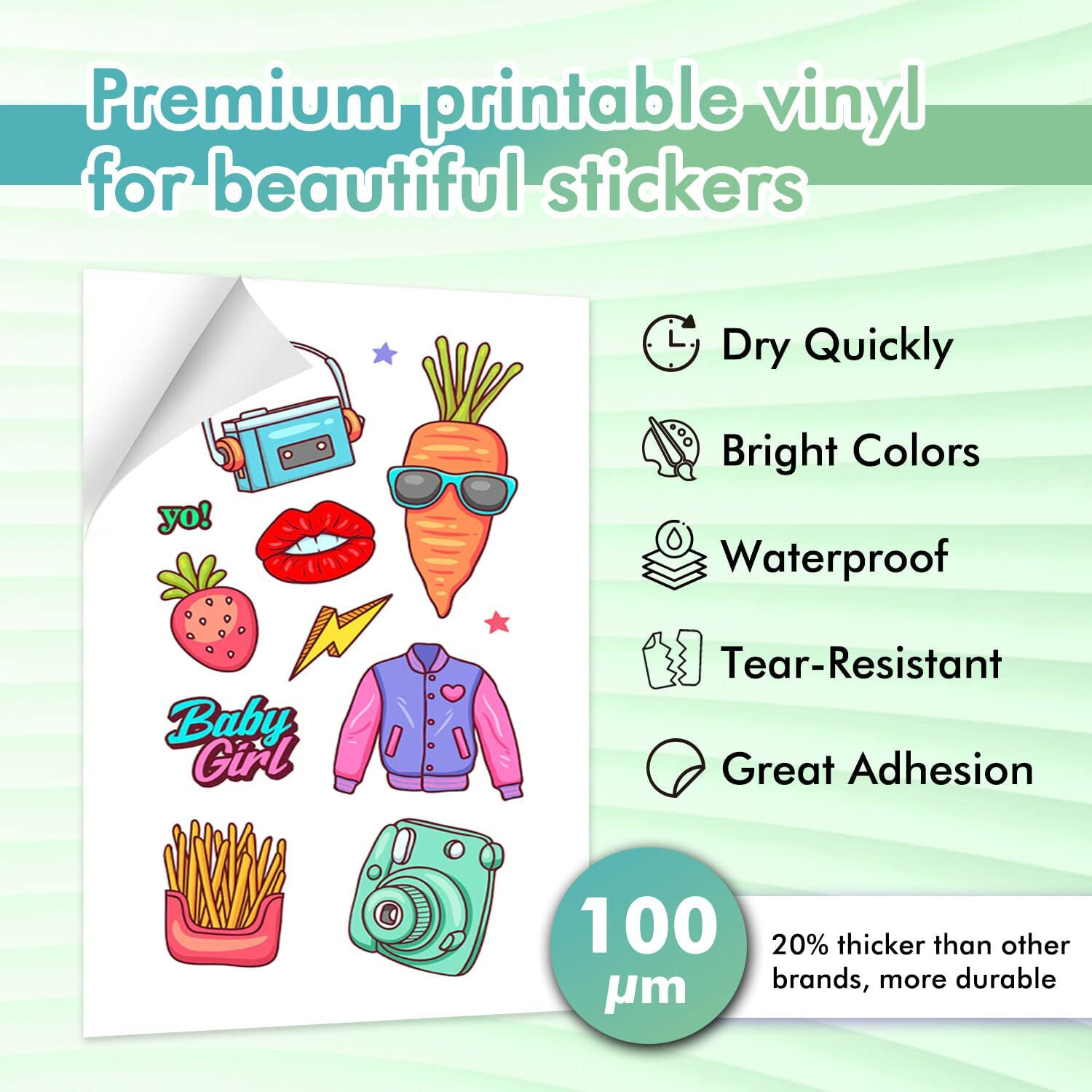 Koala Vinyl Sticker Paper Waterproof Matte White 50 Ct 8.5×11 for Inkjet Laser