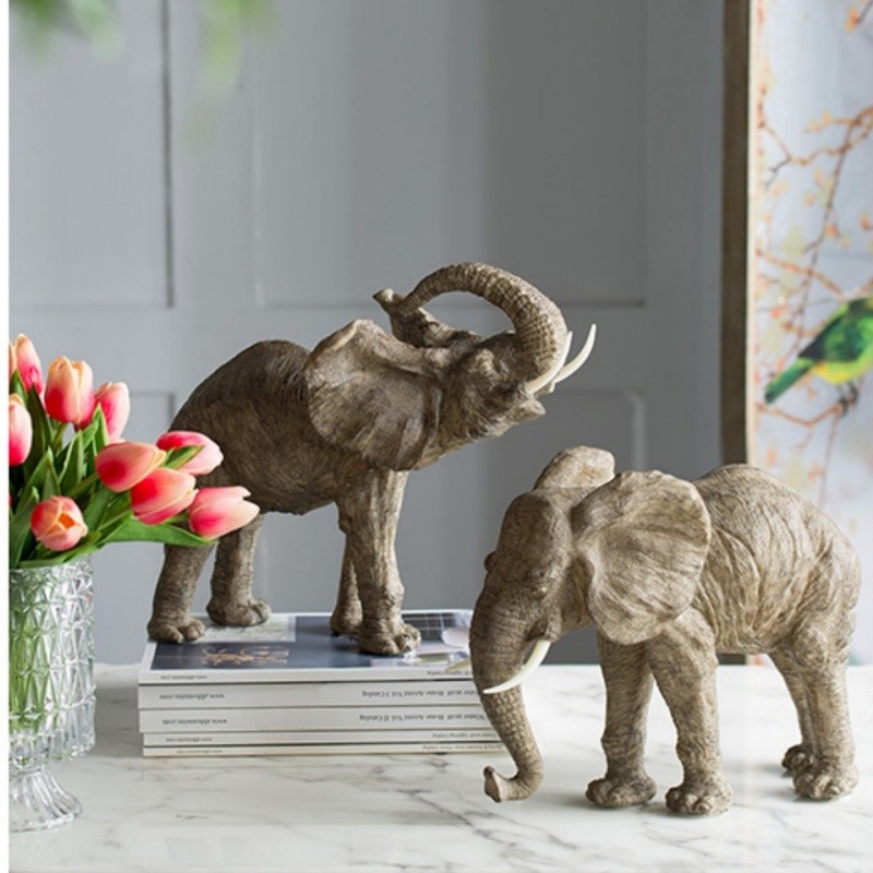 Trumpeting Elephant Figurine, Office Any Room Desk Decor Polyresin 15“x8”x12″