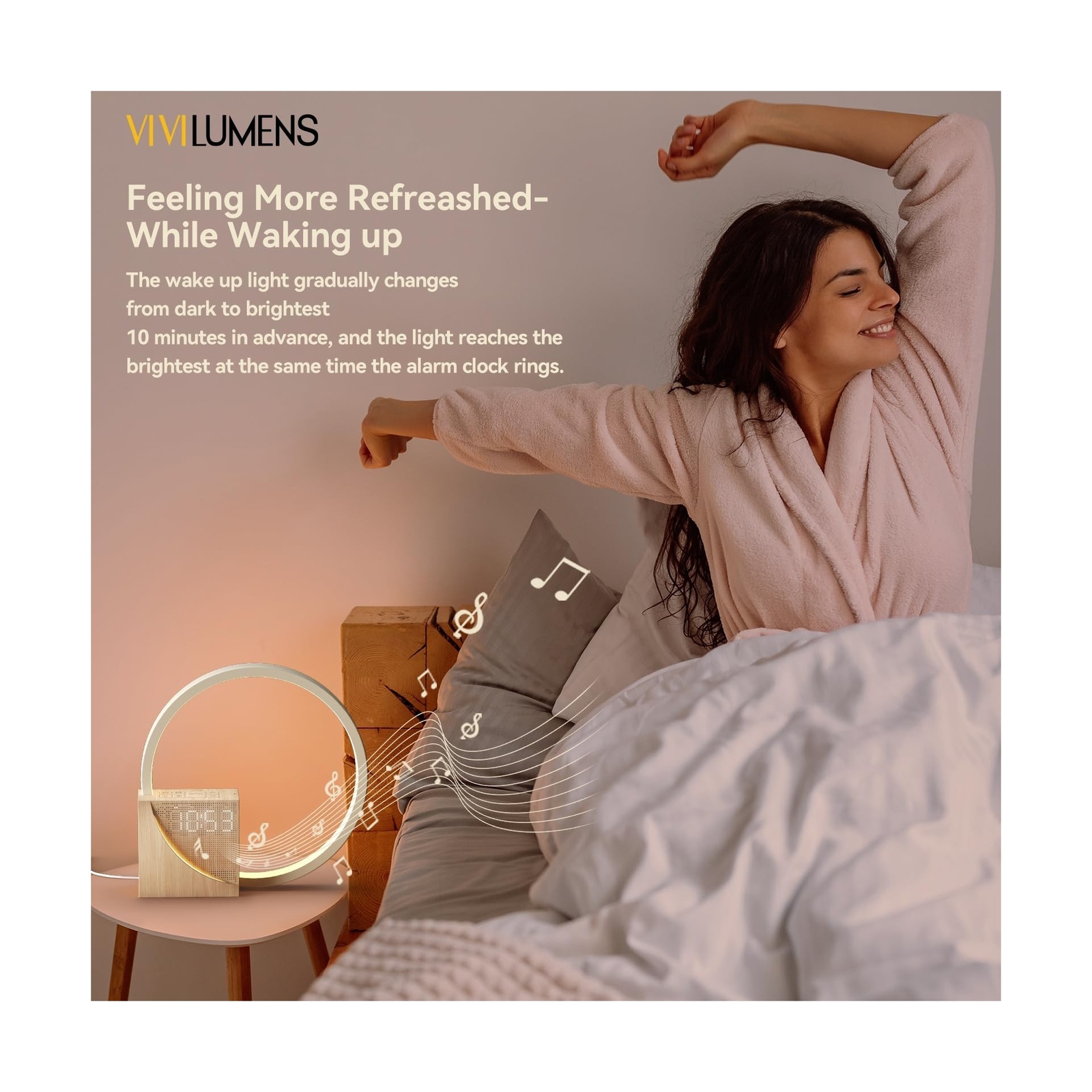 Vivilumens Sunrise Alarm Clock for Heavy Sleepers Adults, Wake-up Light, Slee…