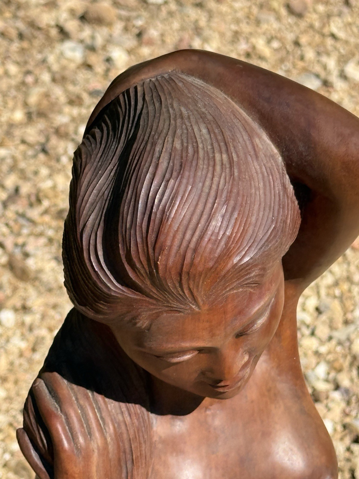 1960s Vintage Nude Asian Women Hand Carved DENSE Wood Sculpture- Farm Auction