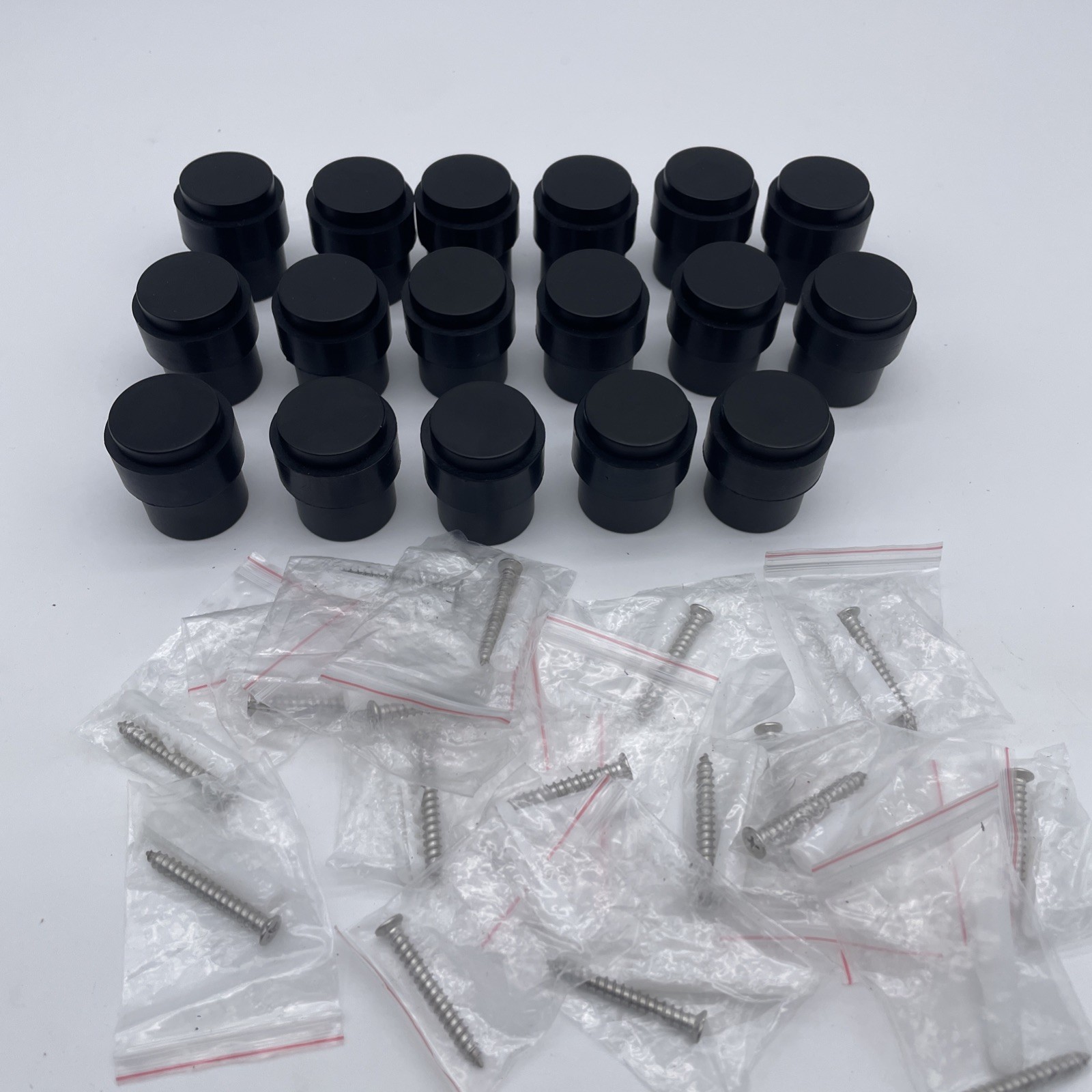 17 Pcs Door Stopper Mounted Floor Stops Stainless Steel Cylindrical Black