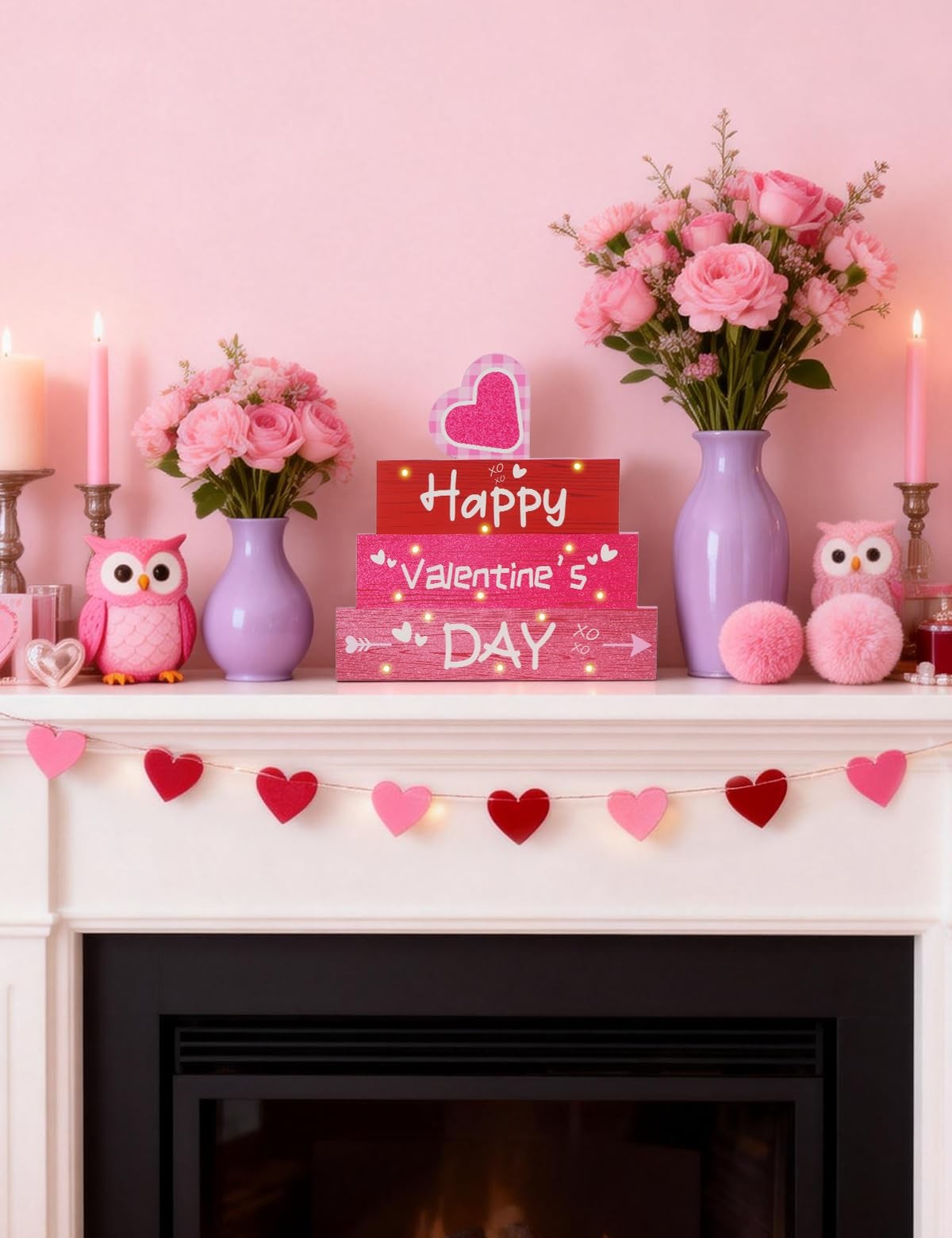 Valentine’s 0.1 inches (L) x (W) x 0.5 (H), Red and Pink