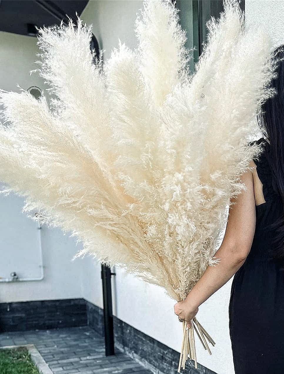 White Pampas Grass Decor 46″ Tall Stems 10 Pieces Large Boho Home Decor