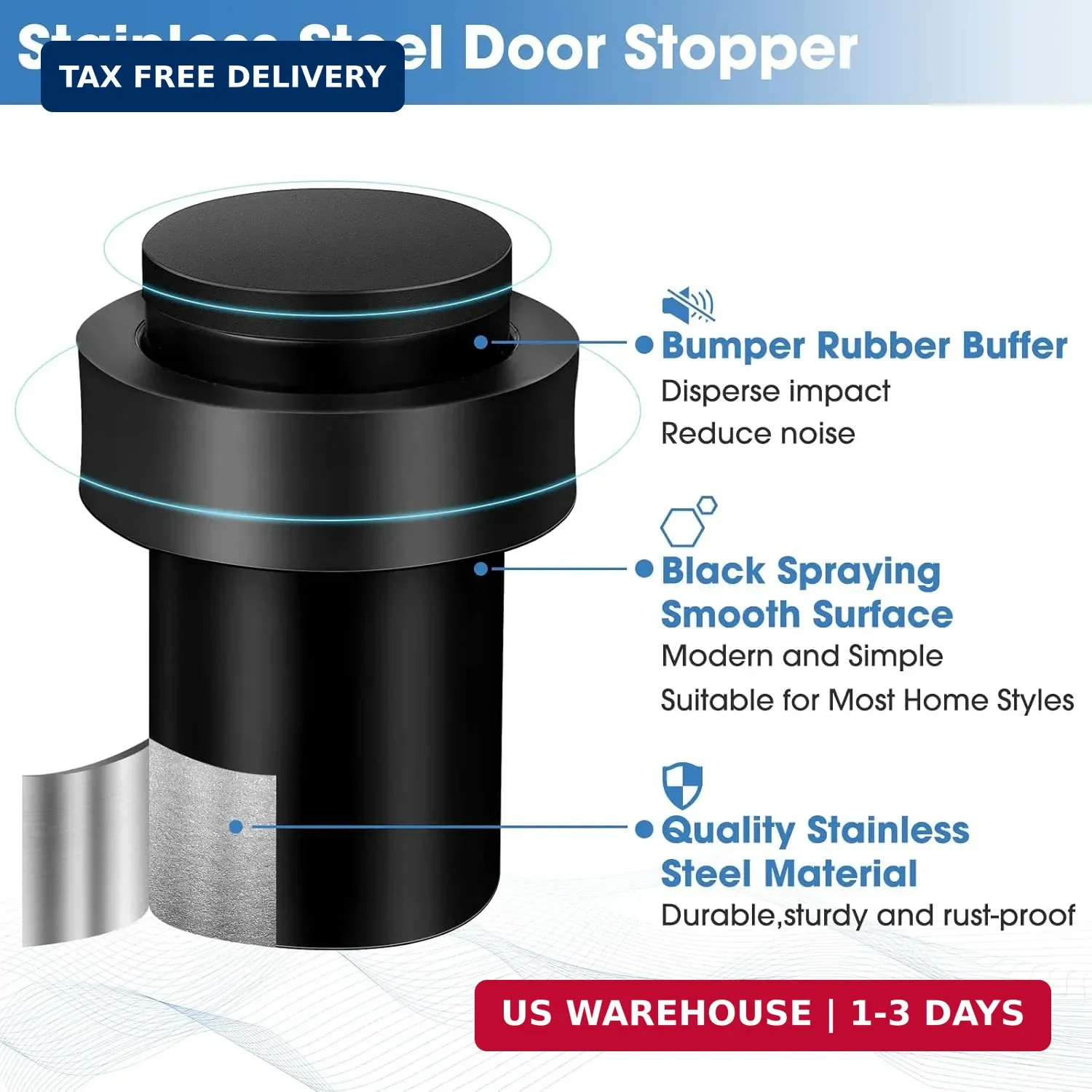 Chumia 10 Pcs Door Stopper Mounted Floor Stops Stainless Steel Cylindrical Stopp