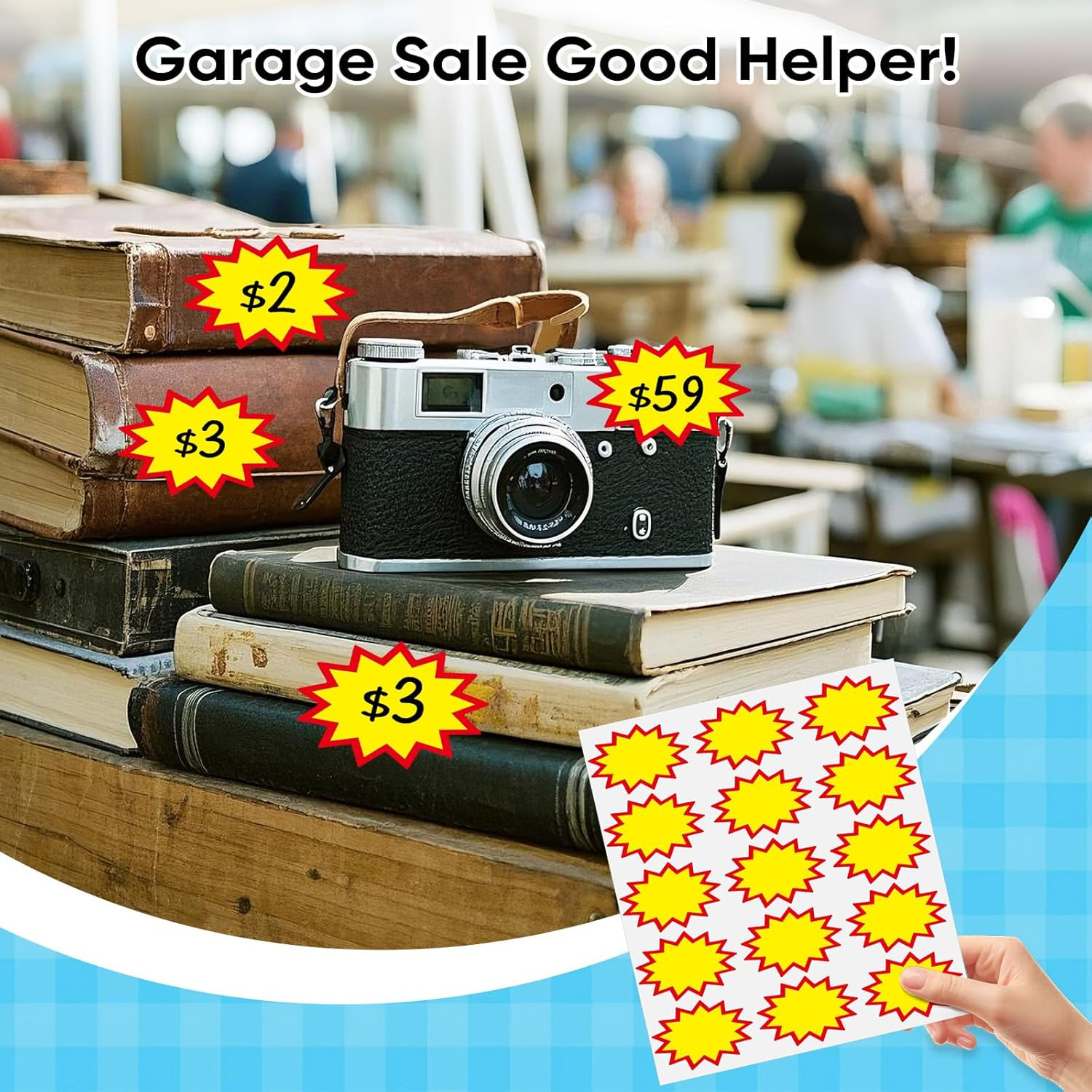 Garage Sale Stickers, Removable Adhesive Yards Price Sticker with Large Blank Wr