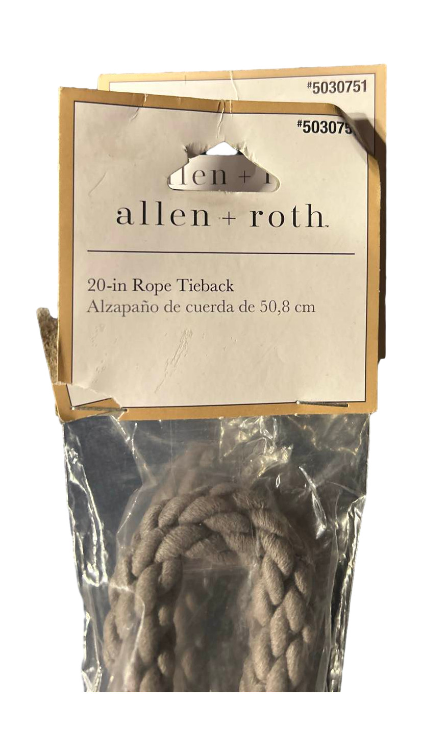 Allen + Roth 20in Gray Braided Rope Tieback #5030751 set of 5