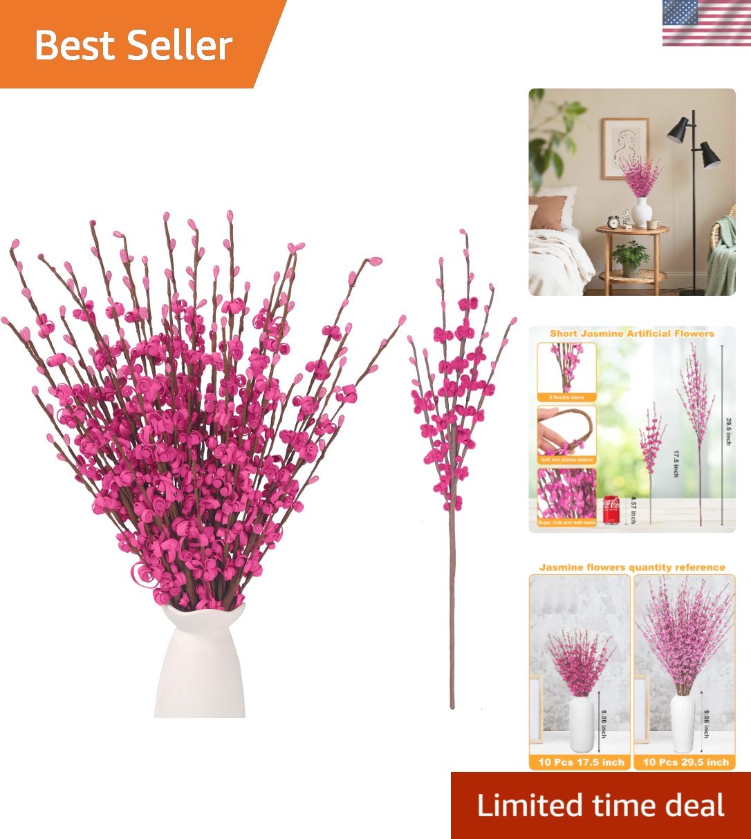 Lifelike 10 Pcs Jasmine Flowers – Easy Care Floral Decorations for Any Occasion