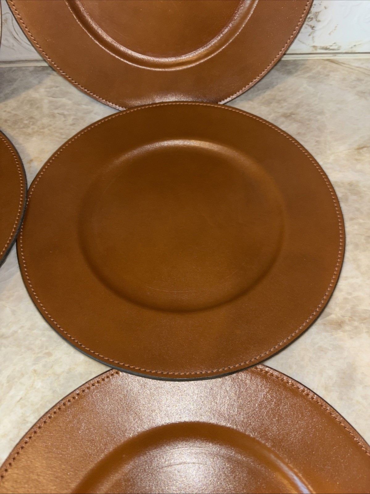 Genuine Cowhide Saddle Plate Charger Leather TC Co Set Of 6 $120