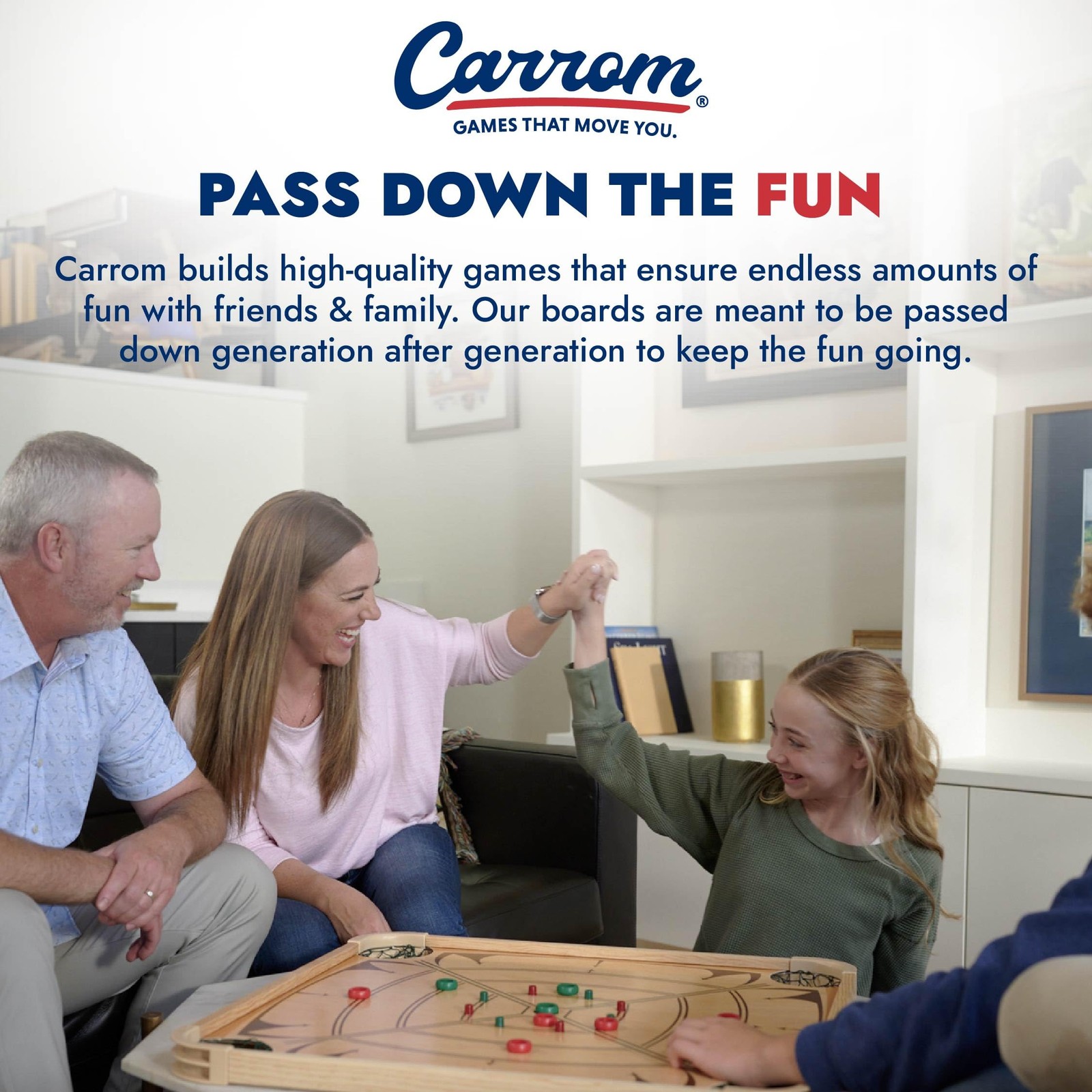Carrom Board Game Set — Large Board Games for Adults & Children — Over 85 Board