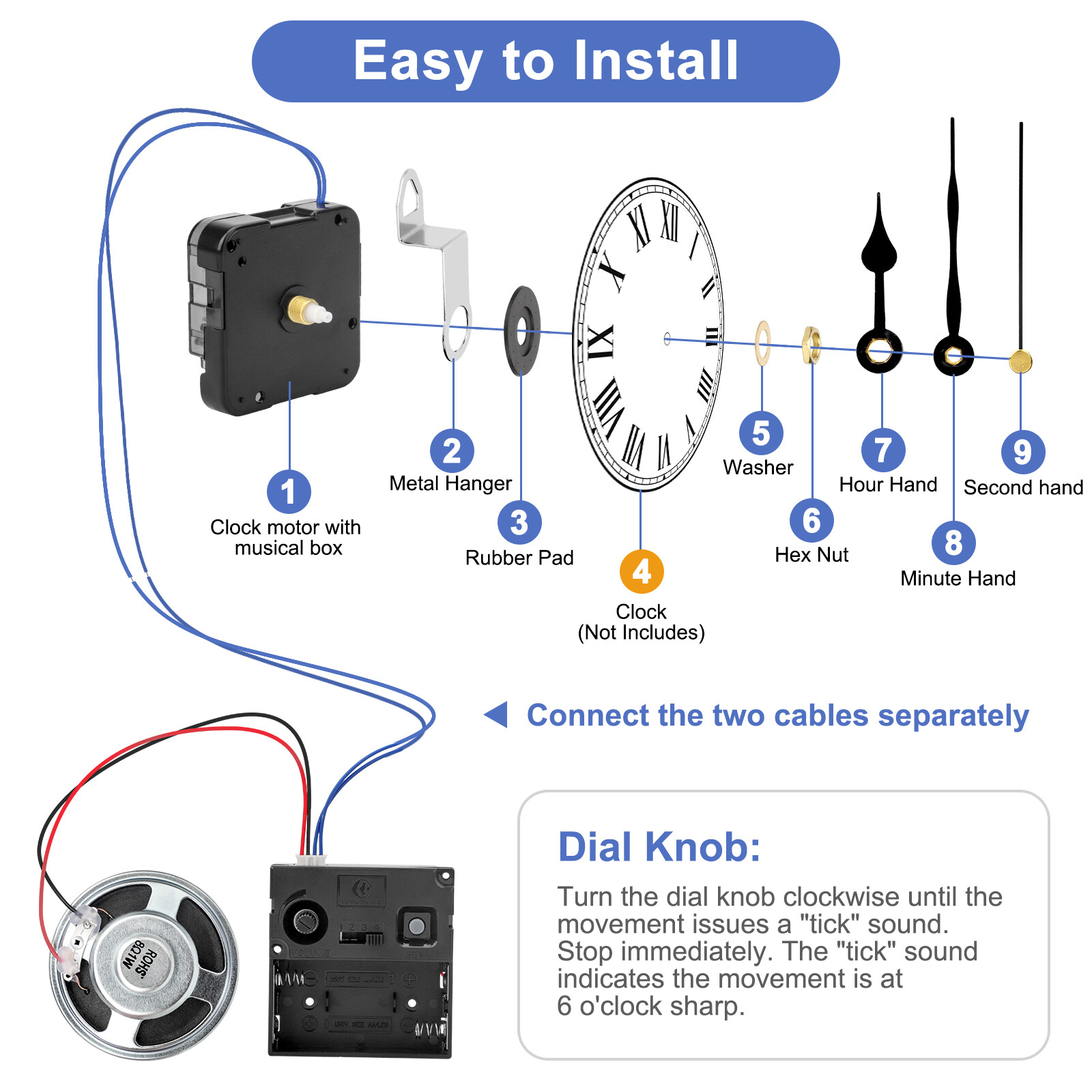 Quartz Wall Clock Movement Mechanism DIY Replacement Hands Repair Tool Kit