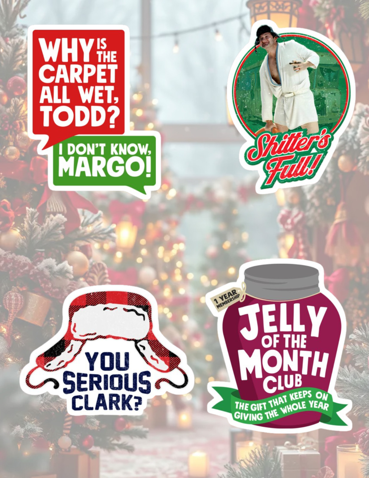 National Lampoon Christmas 80’s Movie 4pc Sticker Pack