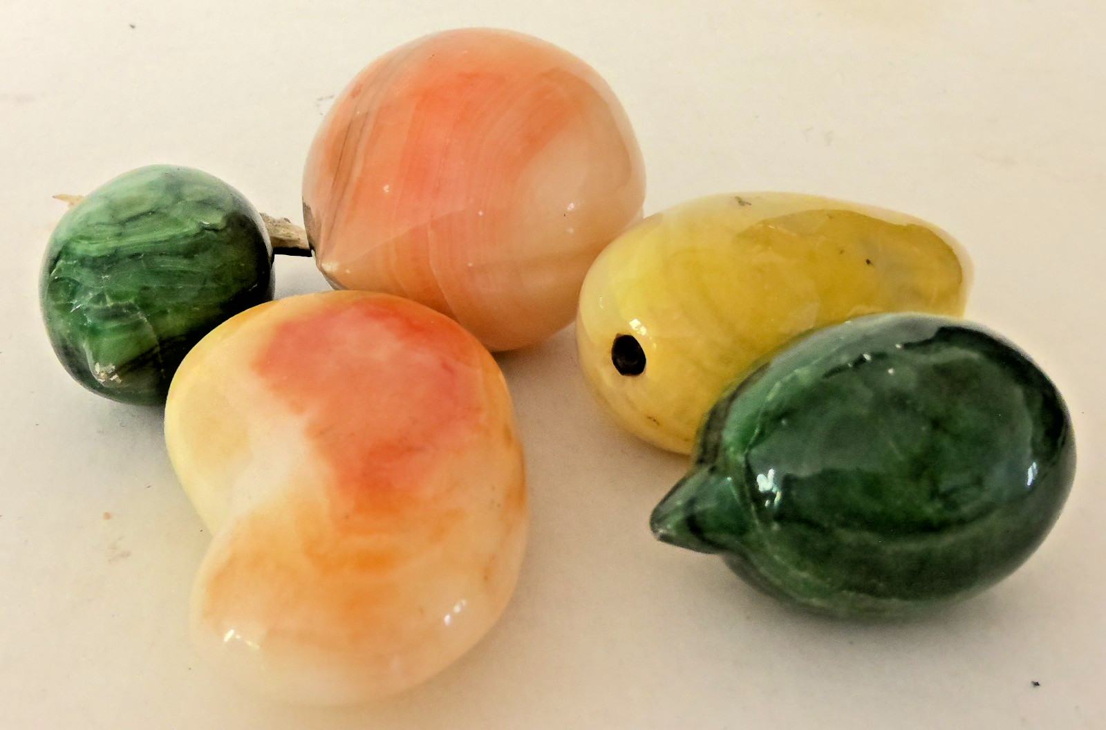 Lot of 5 Pieces Fruit Carved Marble Stone