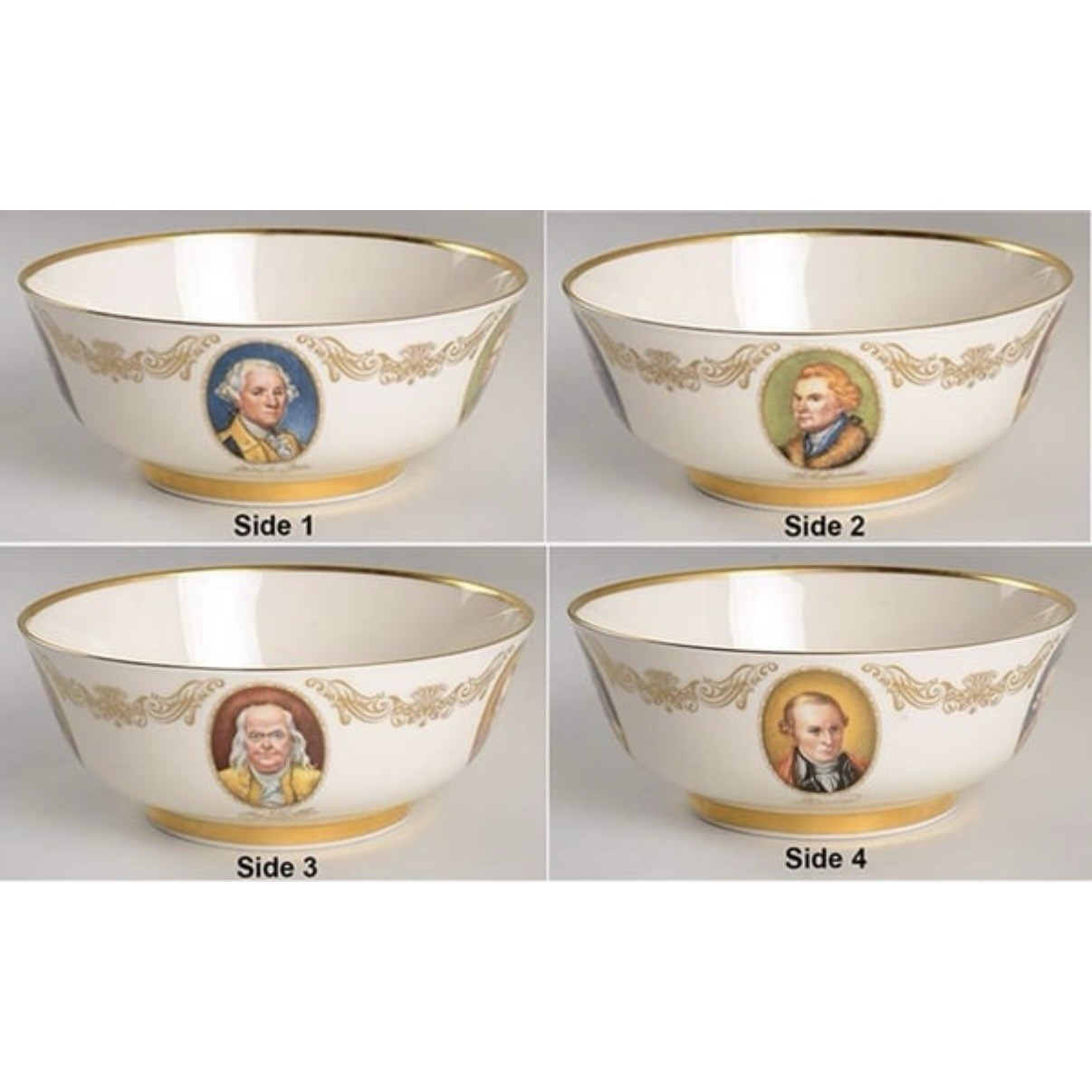 Vintage Lenox United States Patriots Portraits Gilt Rim Decorative Bowl