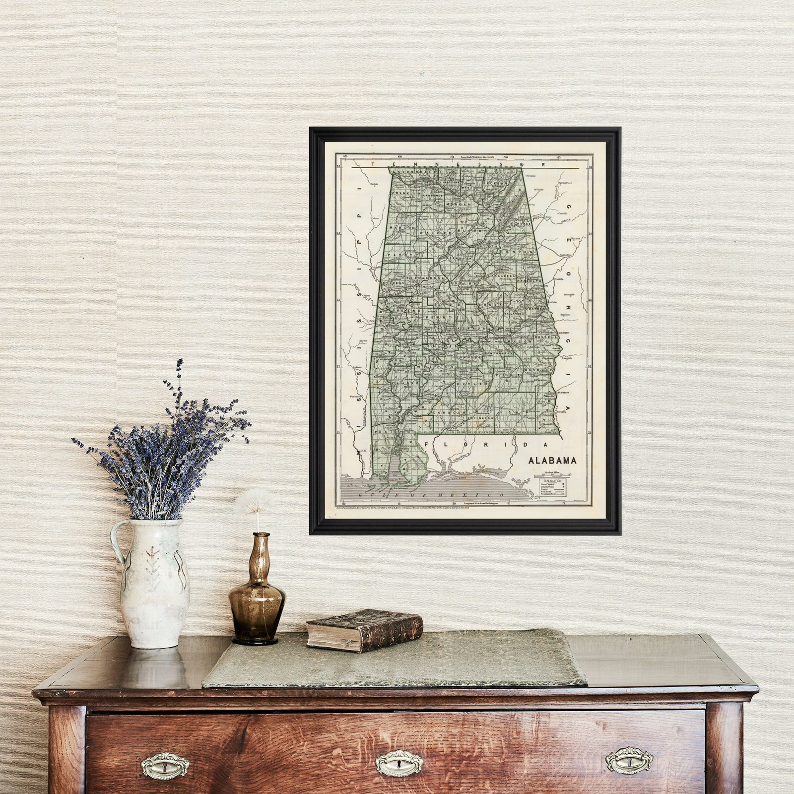 Old Map of Alabama 1842 – Vintage Alabama Art