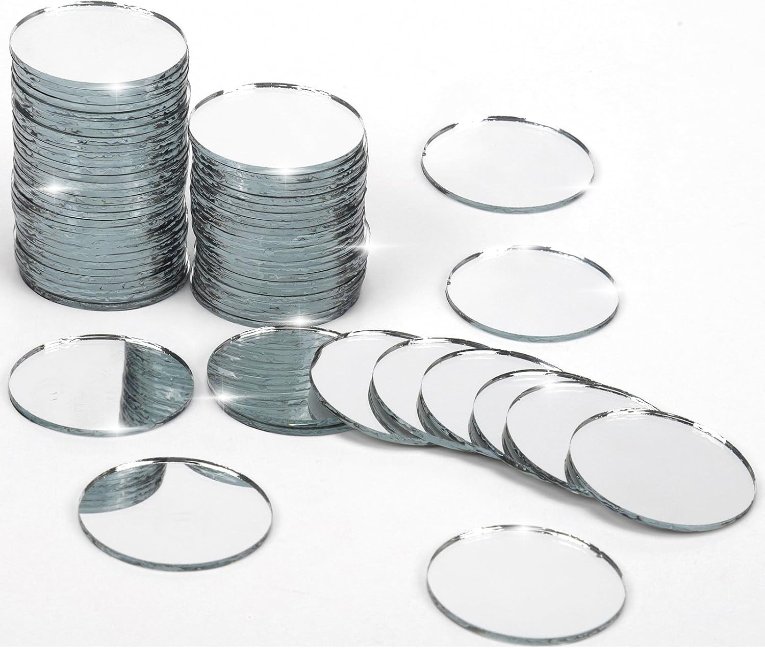 60 Pieces Small Circle Craft Mirror, 2 Inch Mini Mosaic Mirror Tiles round Decor