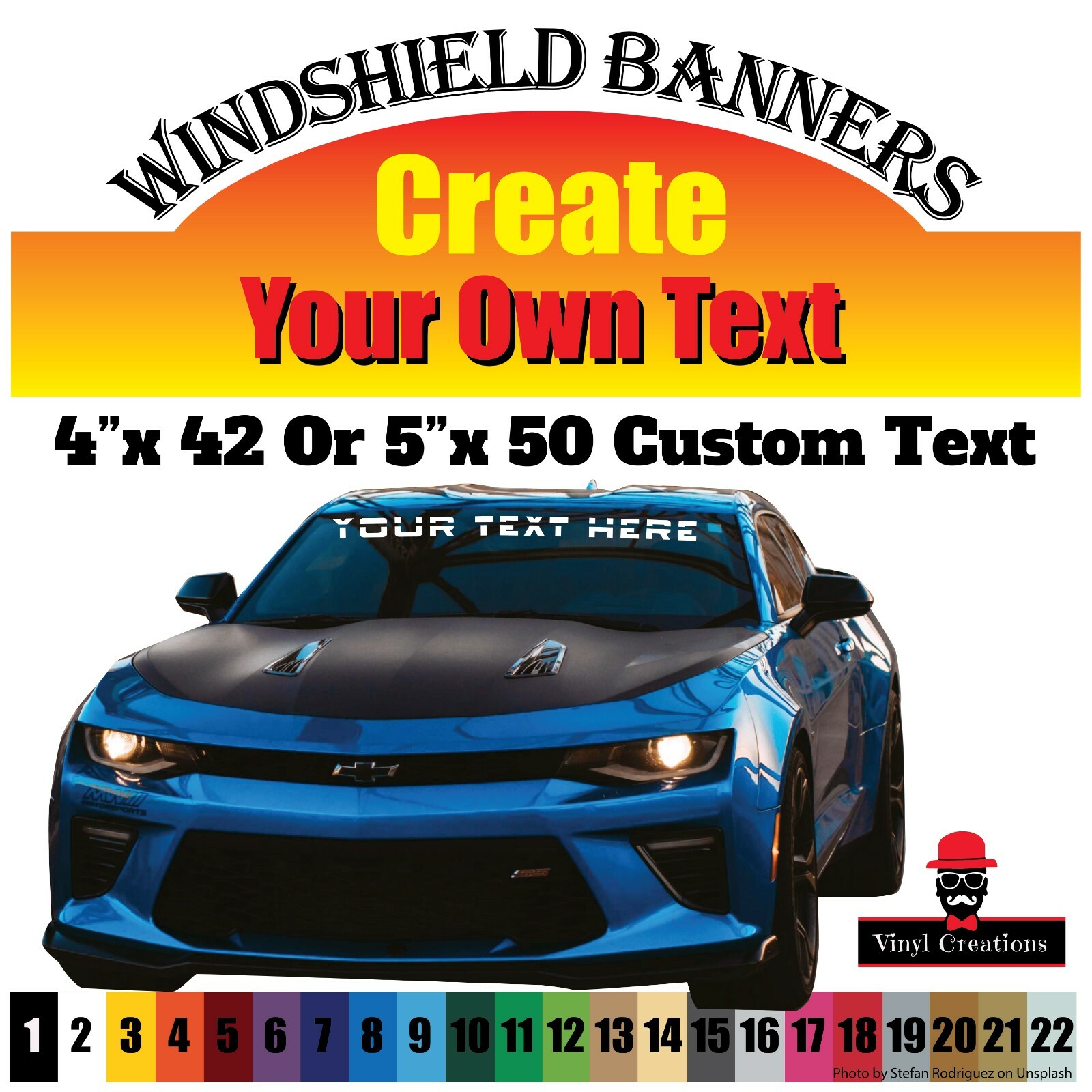 4″ 5″ Custom Decal Vinyl Text -Lettering Custom windshield Banner Car truck