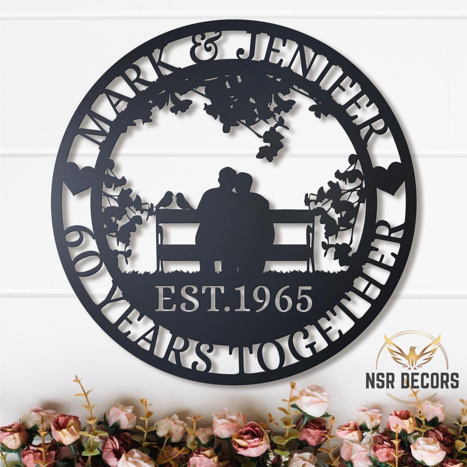 Personalized 60th Anniversary Metal Sign, Diamond Jubilee Gift, Wedding Metal