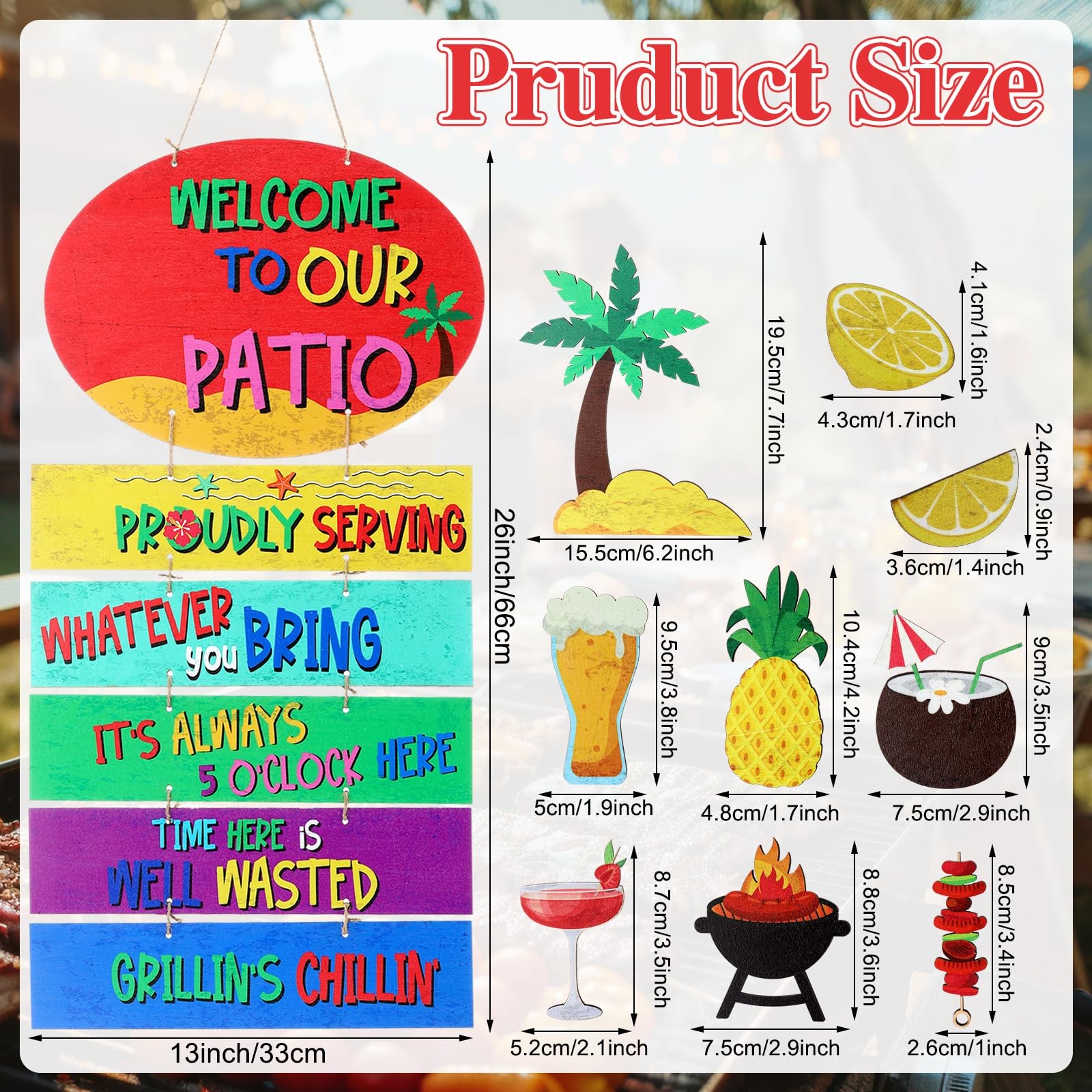 Large Welcome to Our Patio Sign Outdoor 26 x 13 Inch DIY Wooden Patio Decor J…