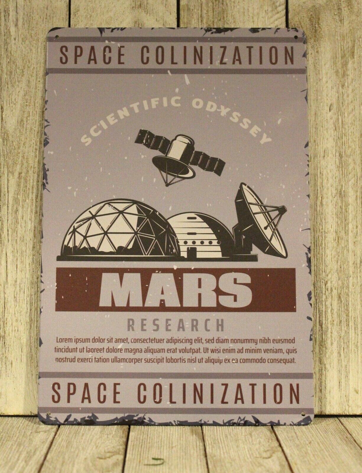 Outer Space Travel & Exploration Tin Metal Sign Vintage Retro Look Colonize Mars