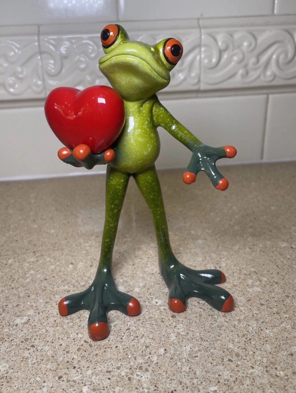 Frog Figurine Holding A Red Heart