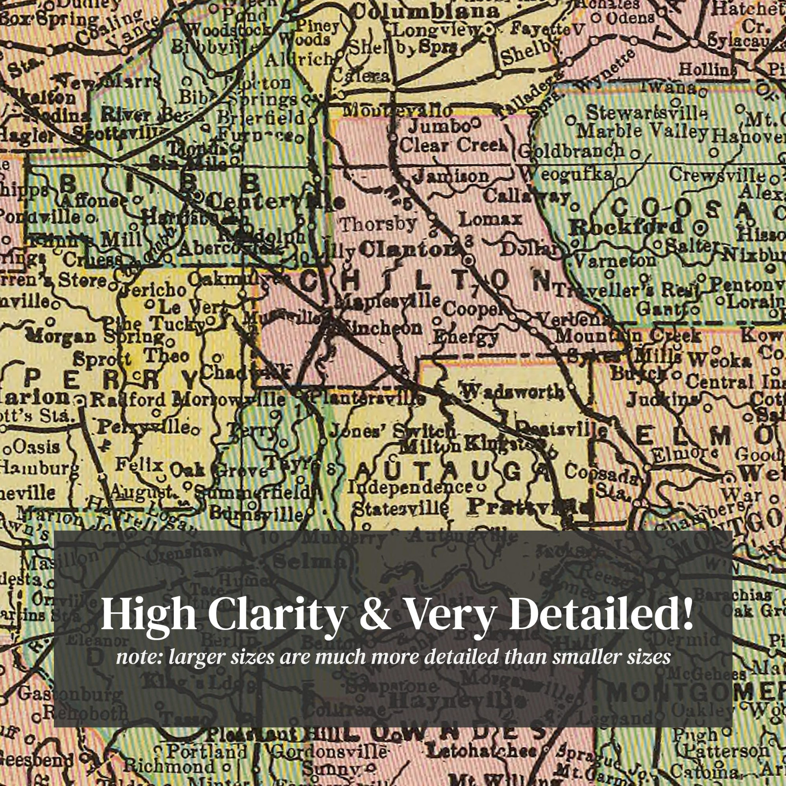 Old Map of Alabama 1909 – Vintage Alabama Art
