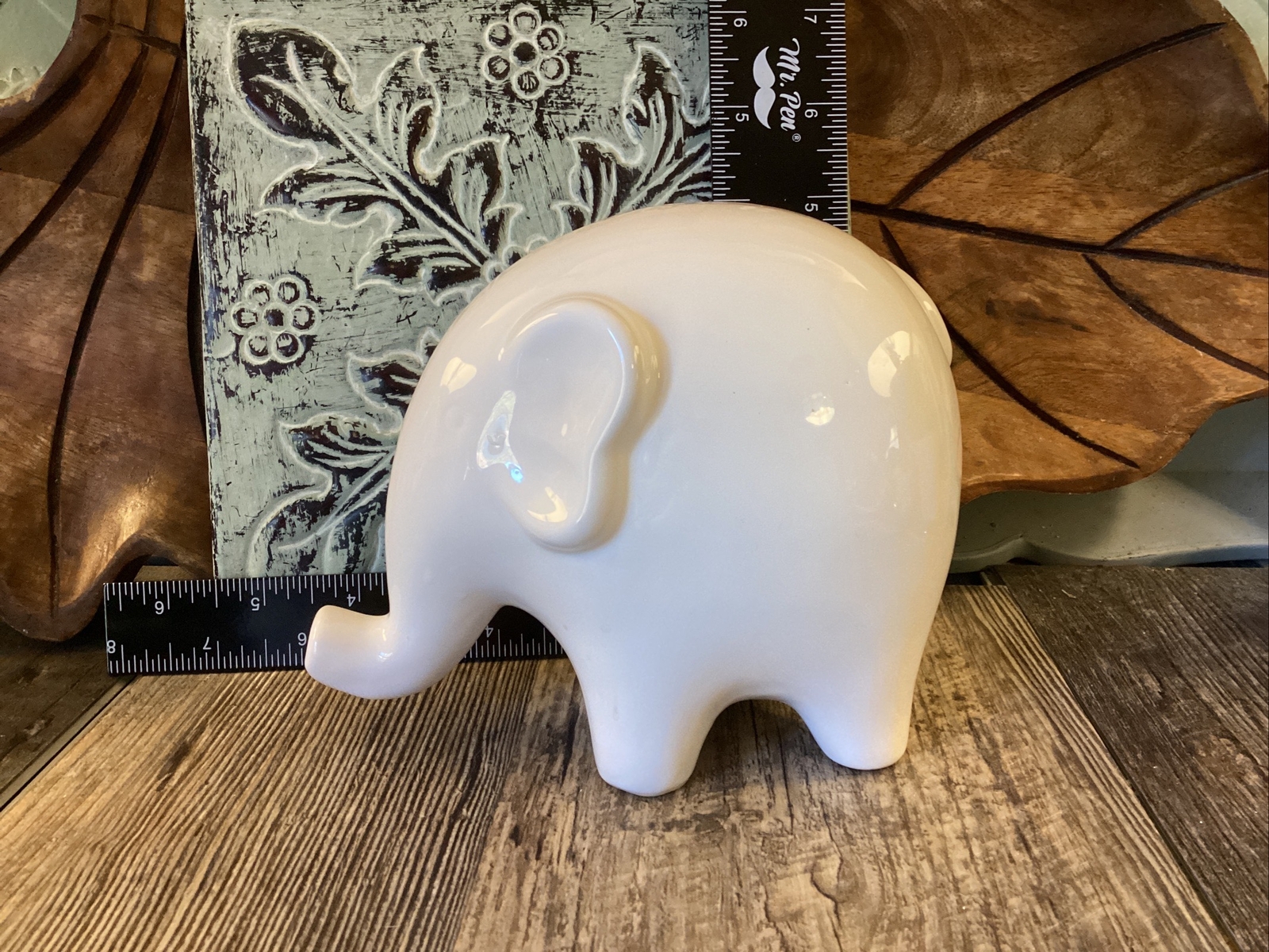 White Elephant Figurine Statue Glossy Ceramic Urban Contemporary Modern Boho