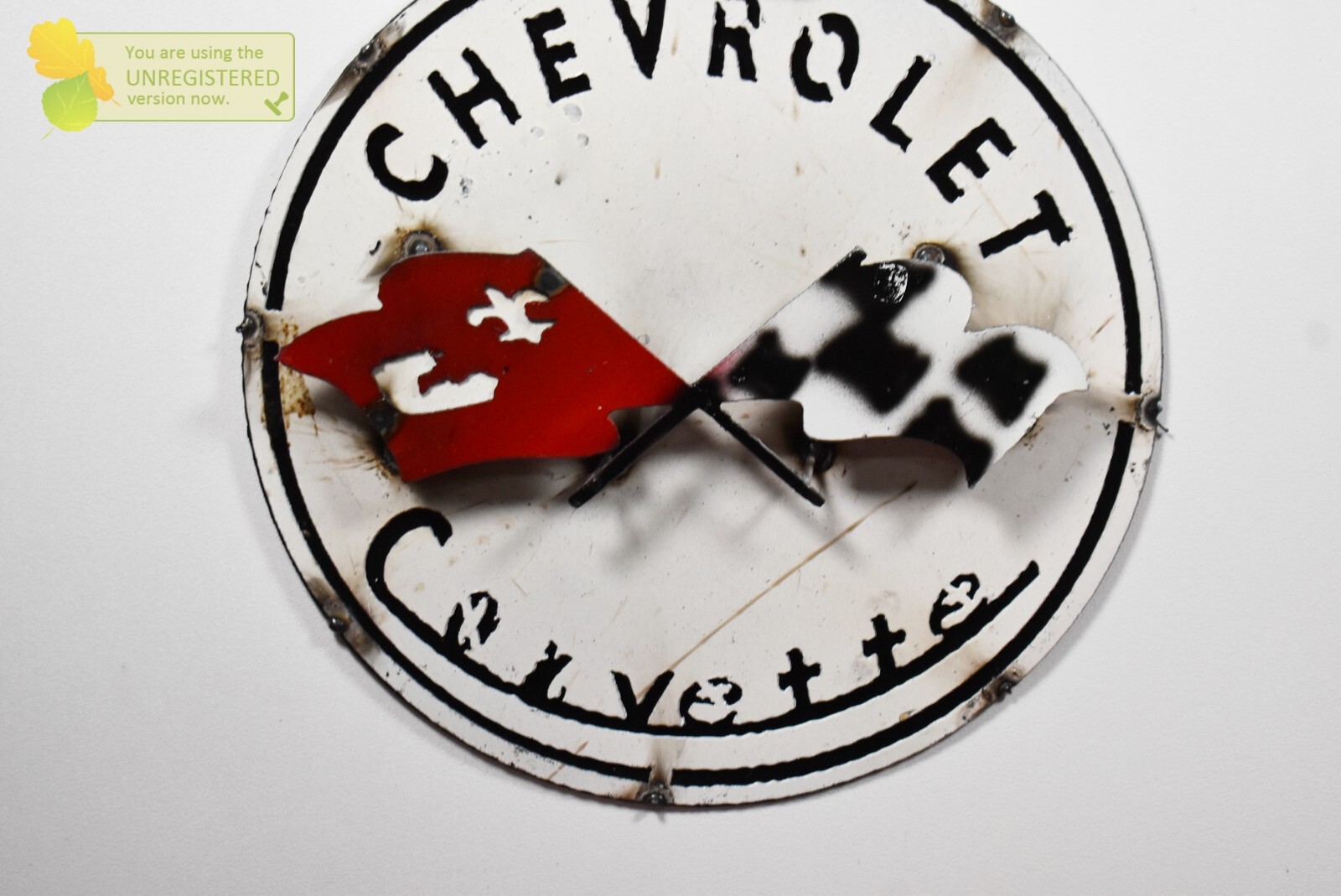 Chevrolet Corvette Racing Logo Hanging Handmade Metal Art Sign 12″