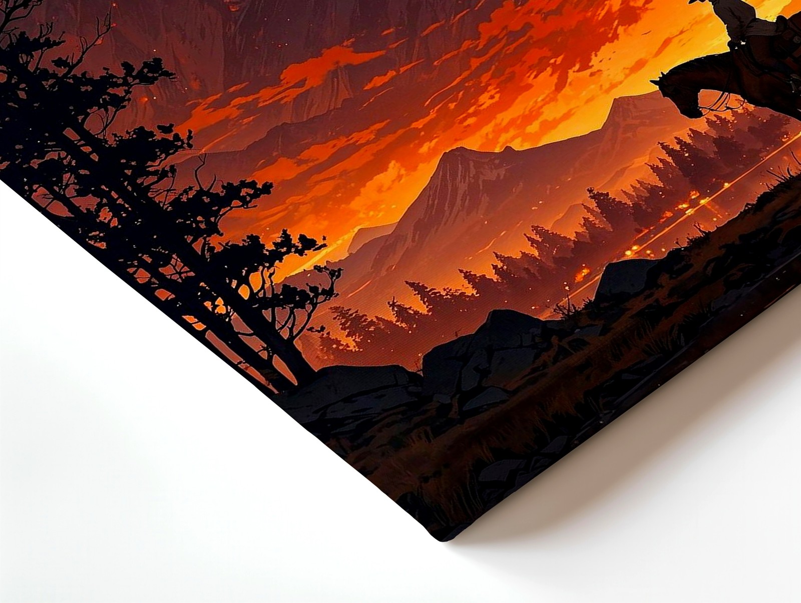 Wall Art Cowboy on Horse Canyon Landscape Western Scenic Desert Print Decor